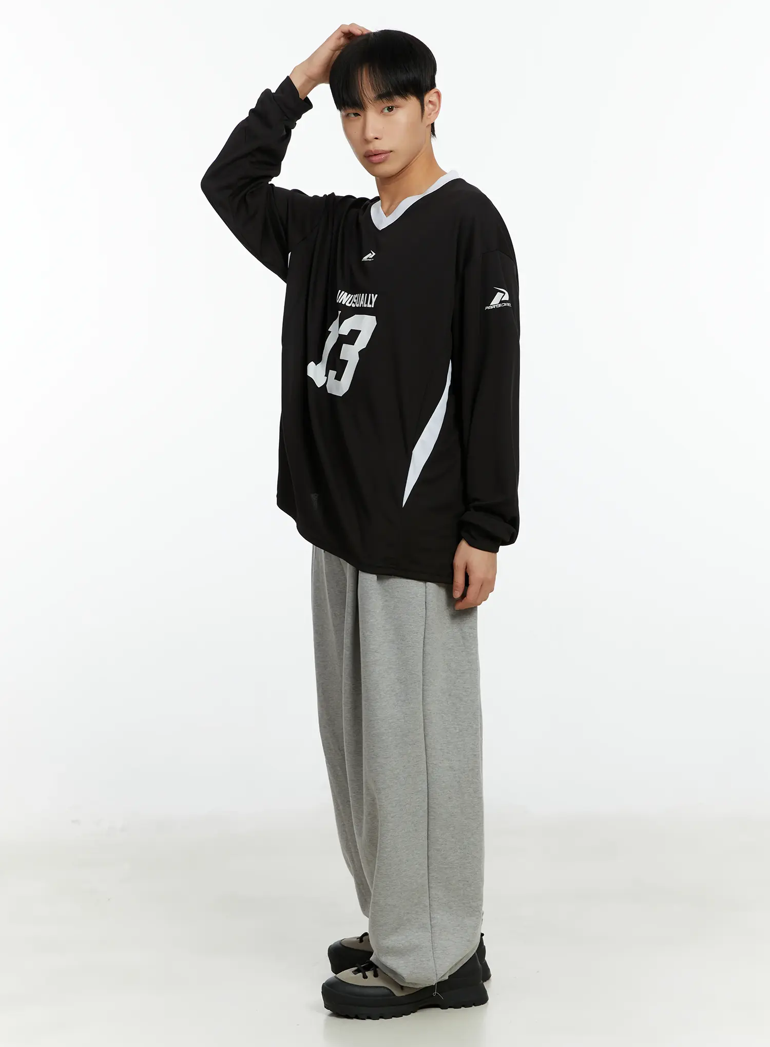 Men's V-Neck Contrast Long Sleeve Jersey IF510