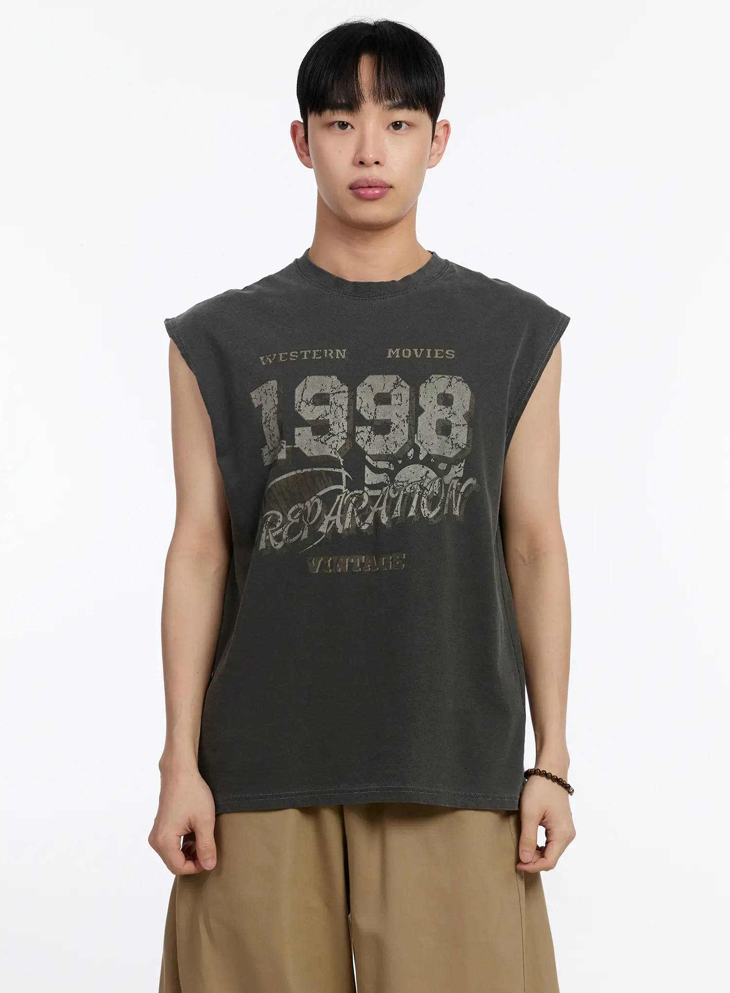 Men's Vintage Graphic Sleeveless Tee IA507 - Image 8