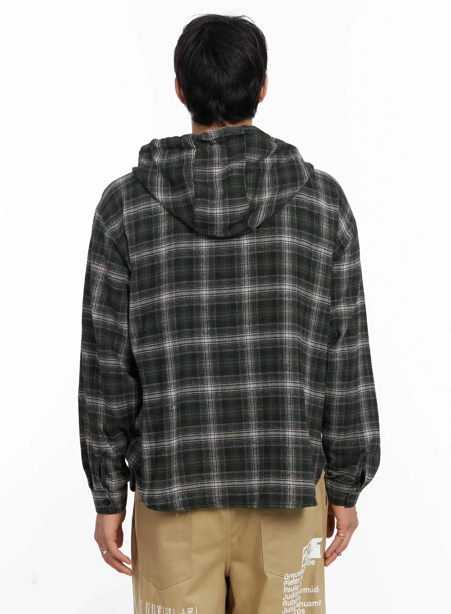Men's Vintage Plaid Hooded Flannel IJ527 - Image 5