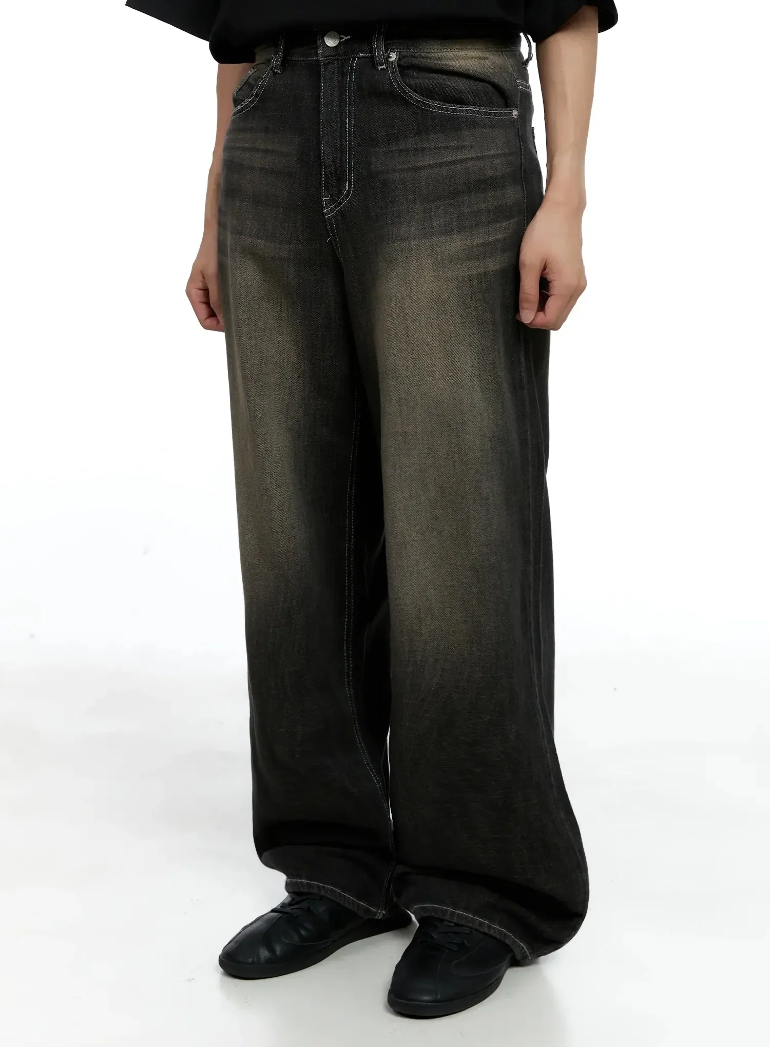 Men's Vintage Wash Baggy Jeans IG520 - Image 6