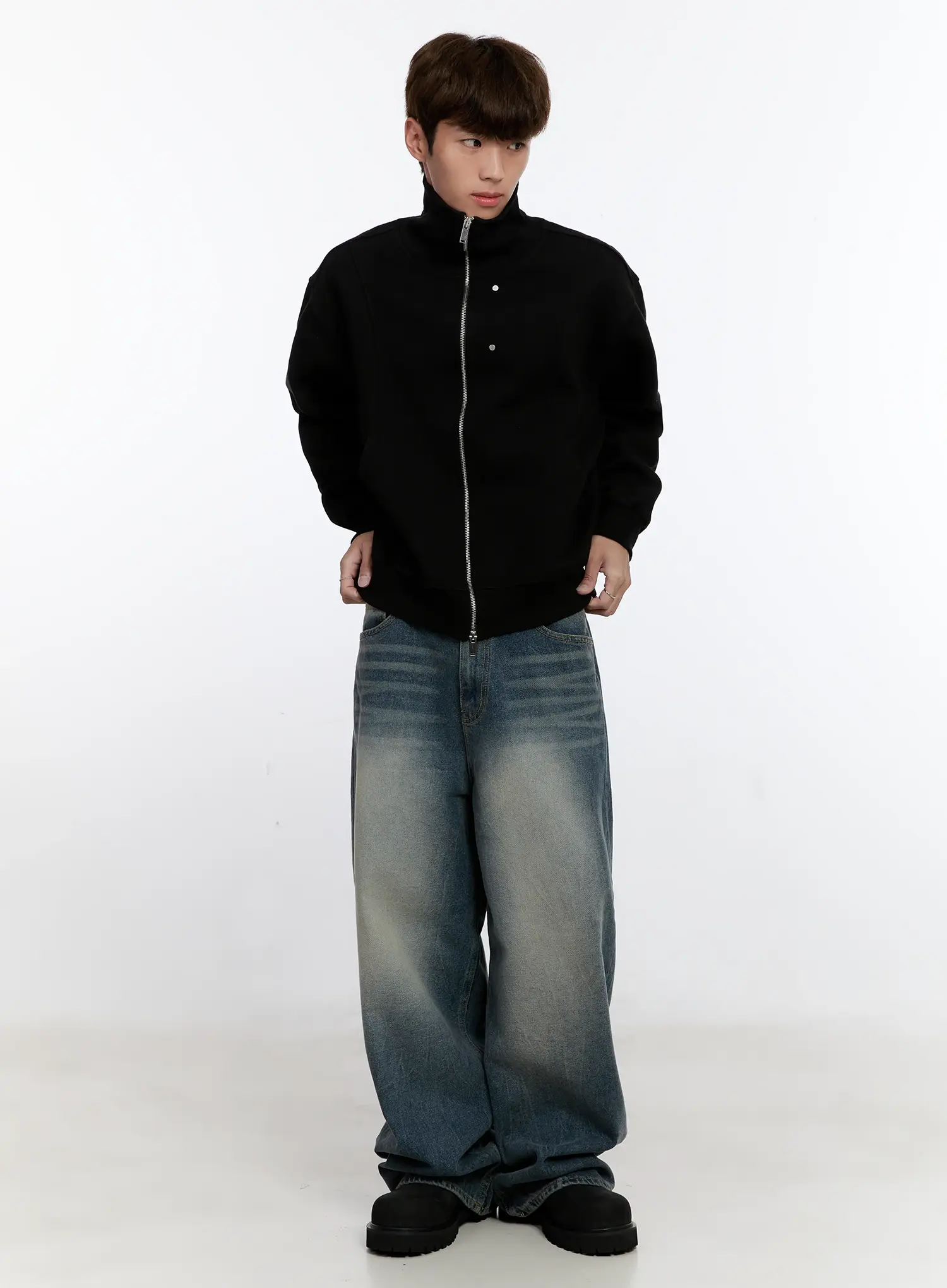 Men's Vintage Wash Baggy Jeans IS529 - Image 16