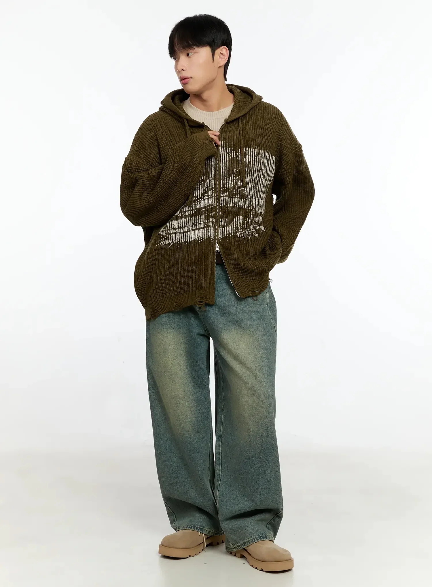 Men's Vintage Wash Side Point Jeans IN525 - Image 3