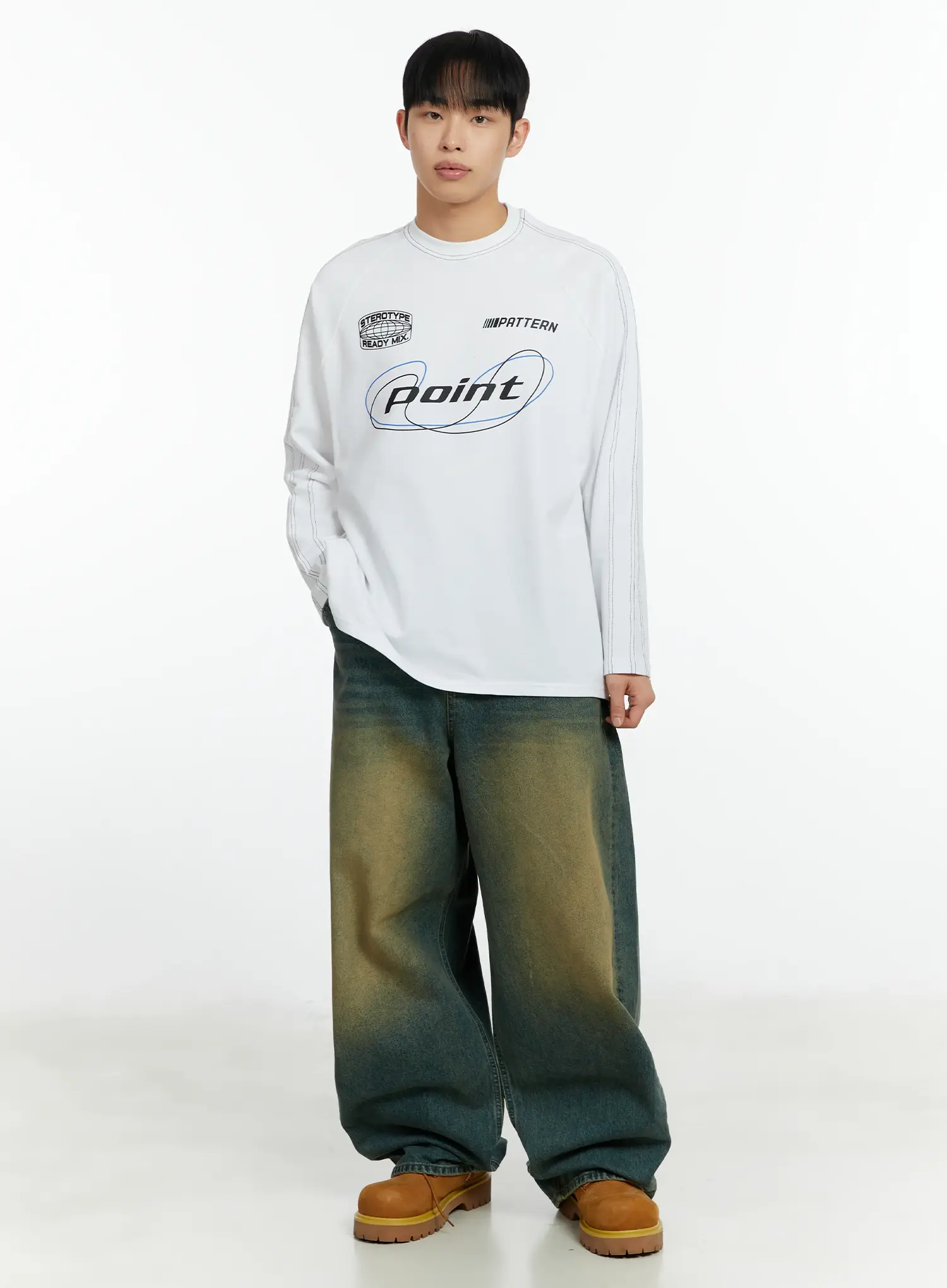 Men's Vintage Wash Wide Leg Jeans IF510 - Image 10