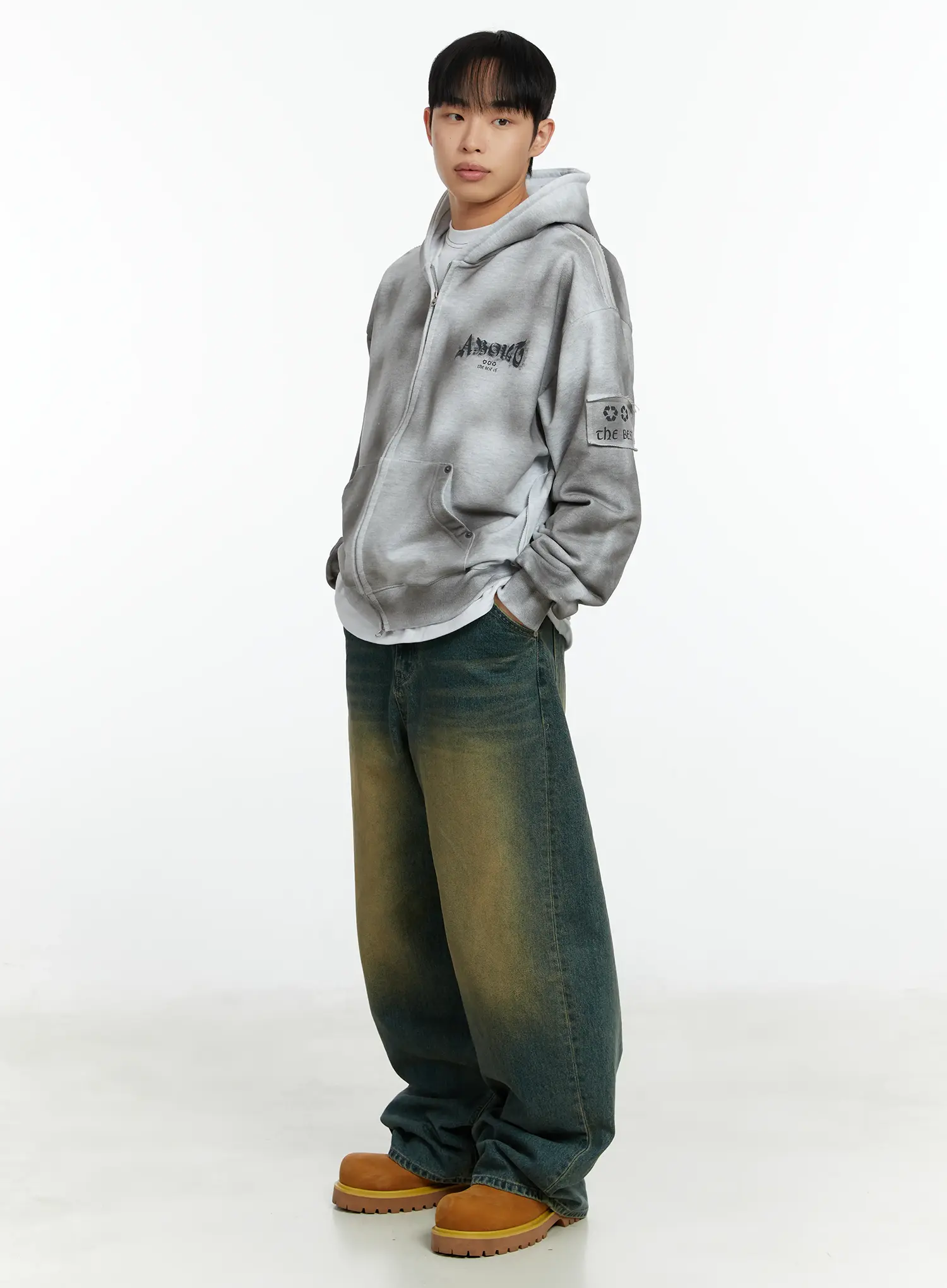 Men's Vintage Wash Wide Leg Jeans IF510 - Image 11