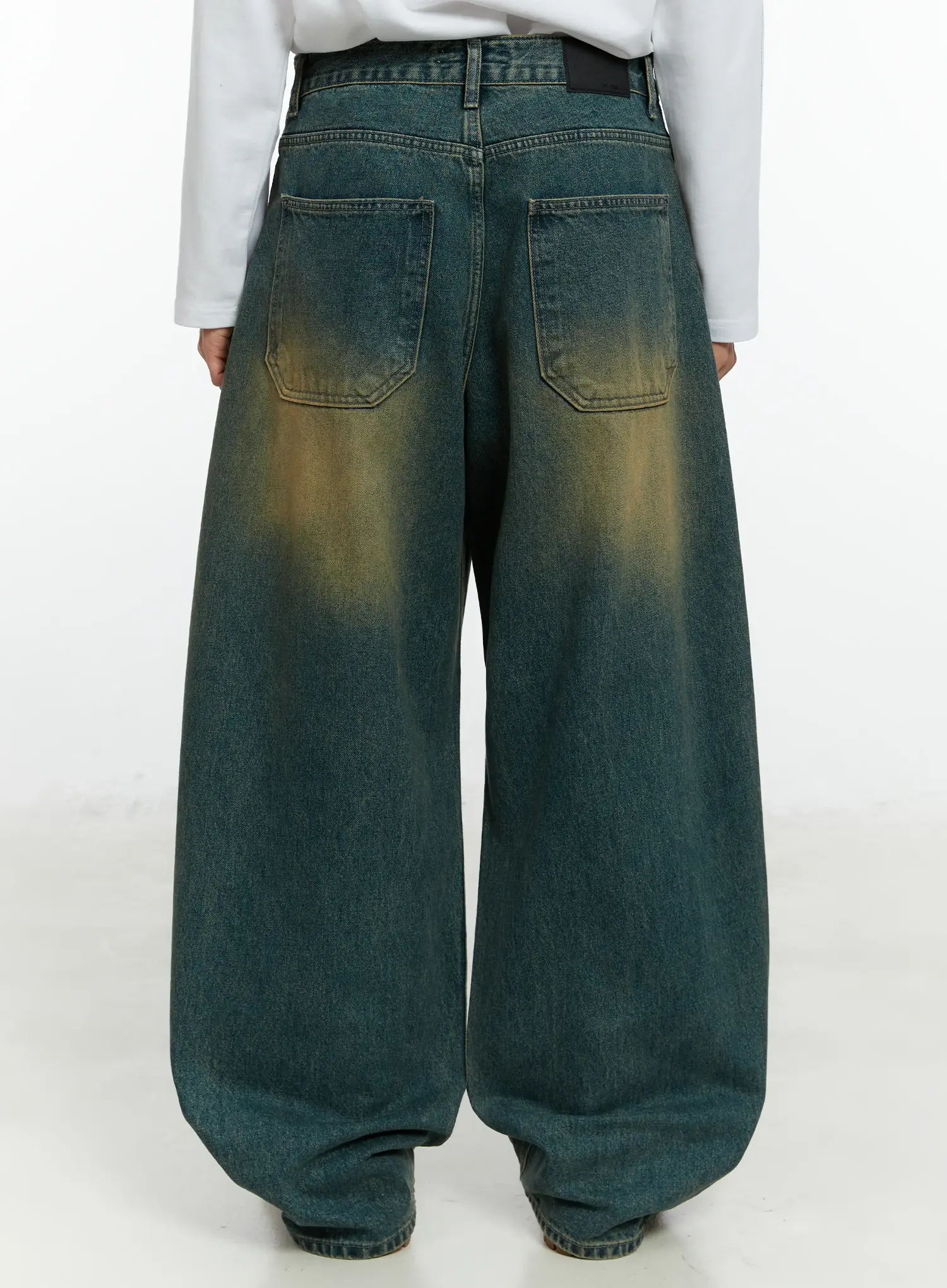 Men's Vintage Wash Wide Leg Jeans IF510 - Image 6
