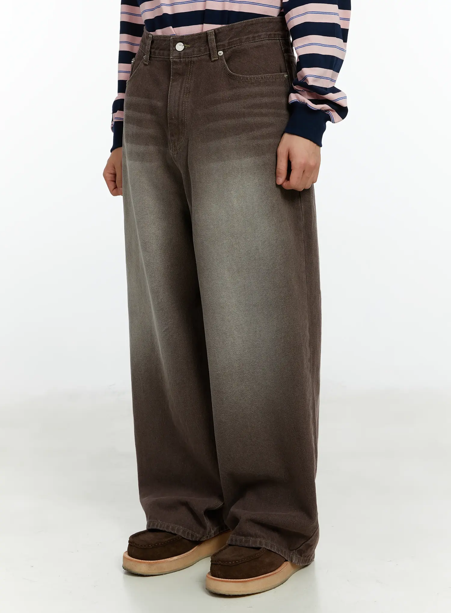 Men's Vintage Washed Wide Leg Jeans IF510 - Image 4