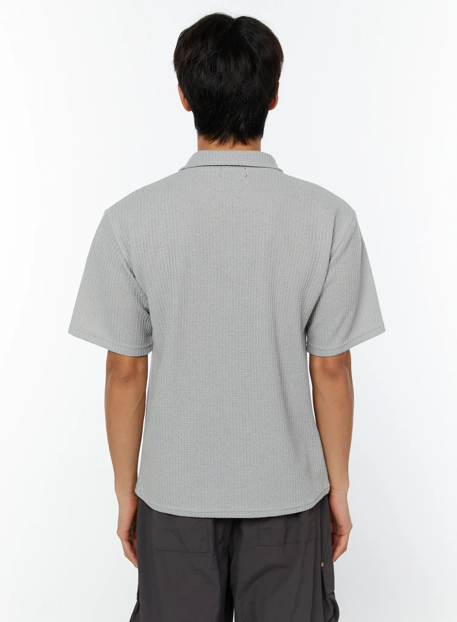 Men's Waffle Knit Polo T-Shirt IY508 - Image 6