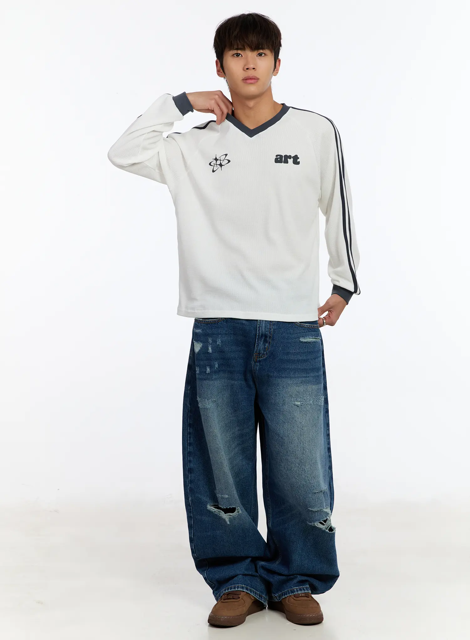 Men's Waffle Knit Track Long Sleeve Tee IM530 - Image 2