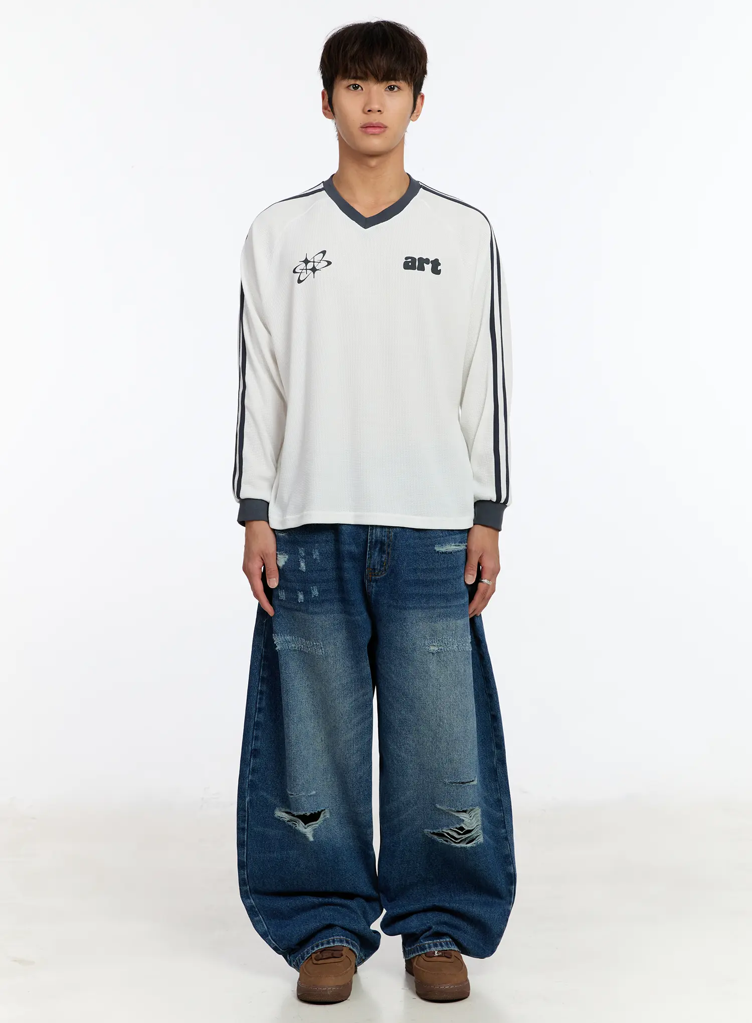 Men's Waffle Knit Track Long Sleeve Tee IM530 - Image 3