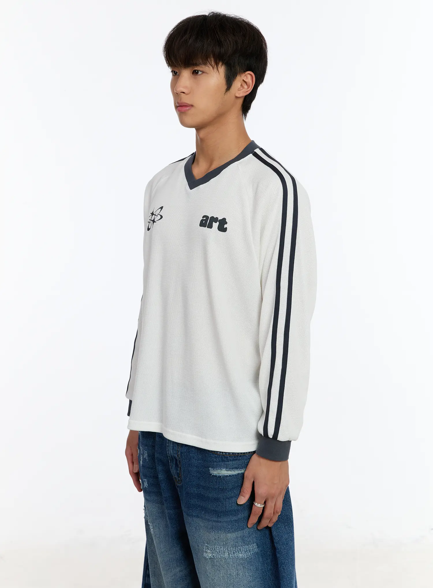 Men's Waffle Knit Track Long Sleeve Tee IM530 - Image 4