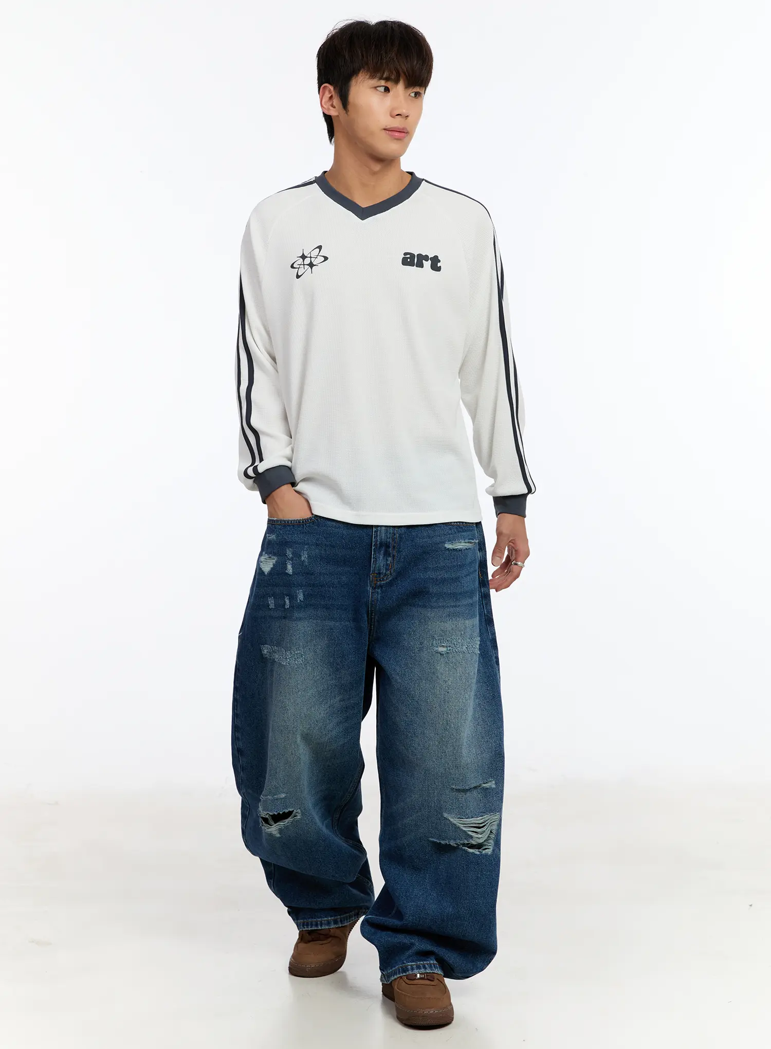 Men's Waffle Knit Track Long Sleeve Tee IM530 - Image 6