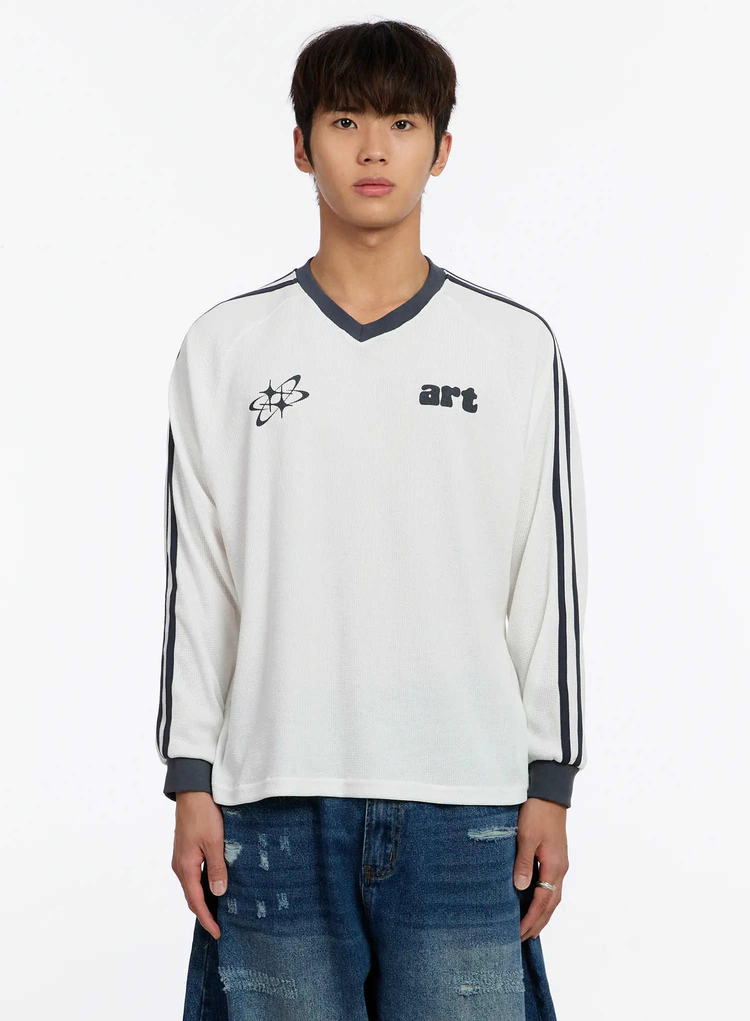 Men's Waffle Knit Track Long Sleeve Tee IM530 - Image 7