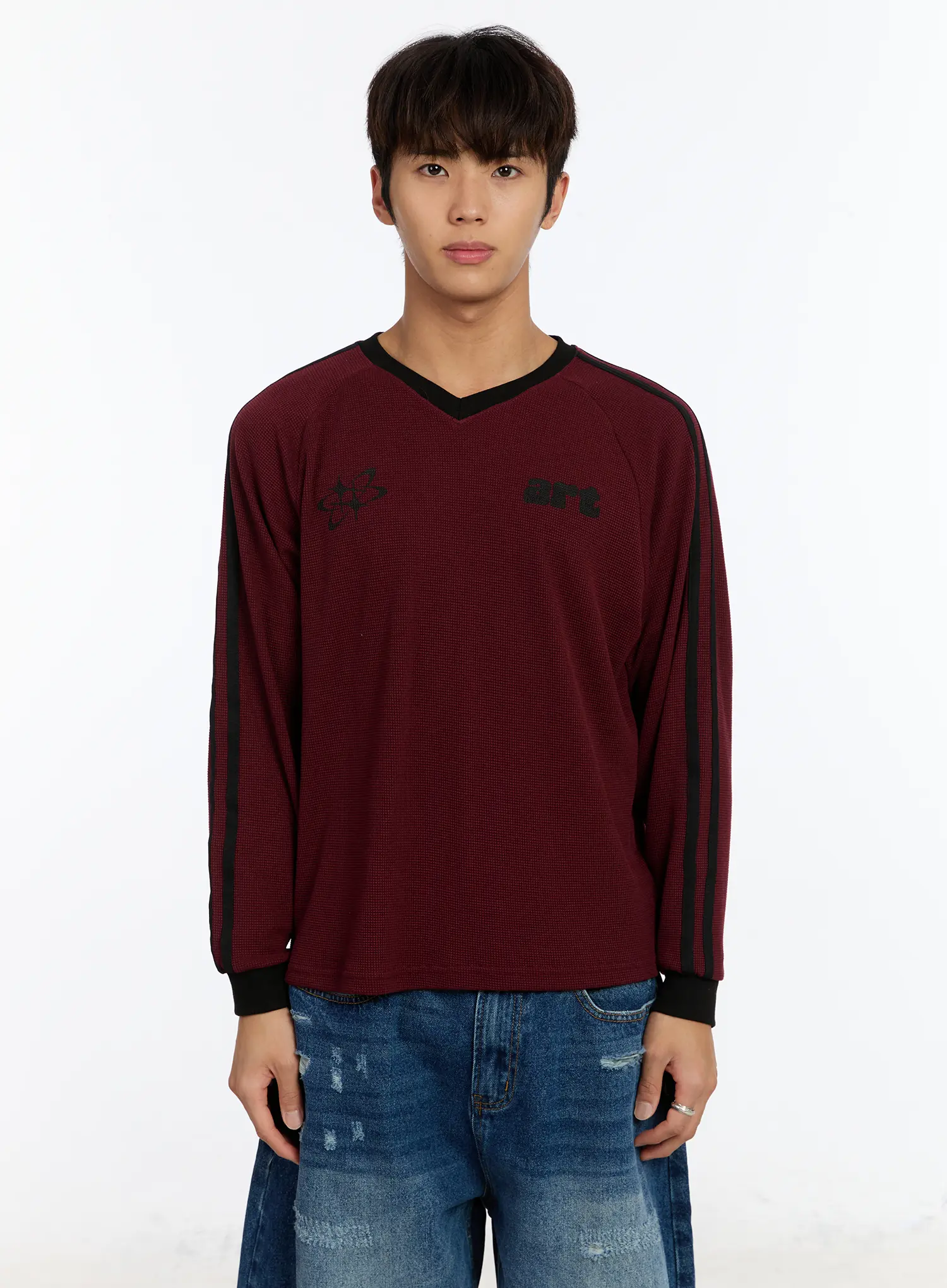 Men's Waffle Knit Track Long Sleeve Tee IM530 - Image 9