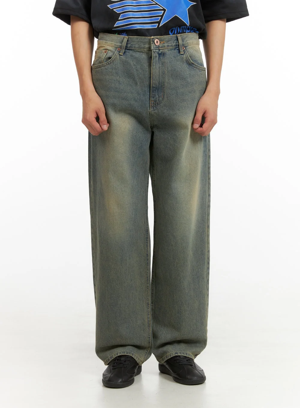 Men's Washed Baggy Denim Jeans IU418 - Image 2
