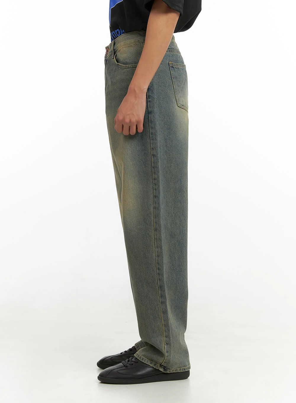 Men's Washed Baggy Denim Jeans IU418 - Image 4