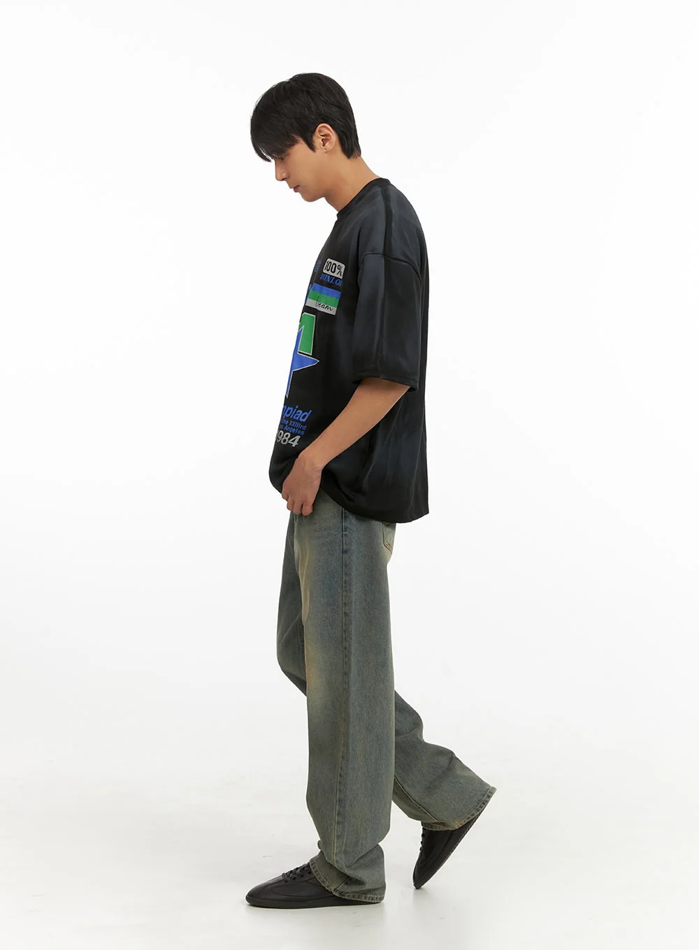Men's Washed Baggy Denim Jeans IU418 - Image 6