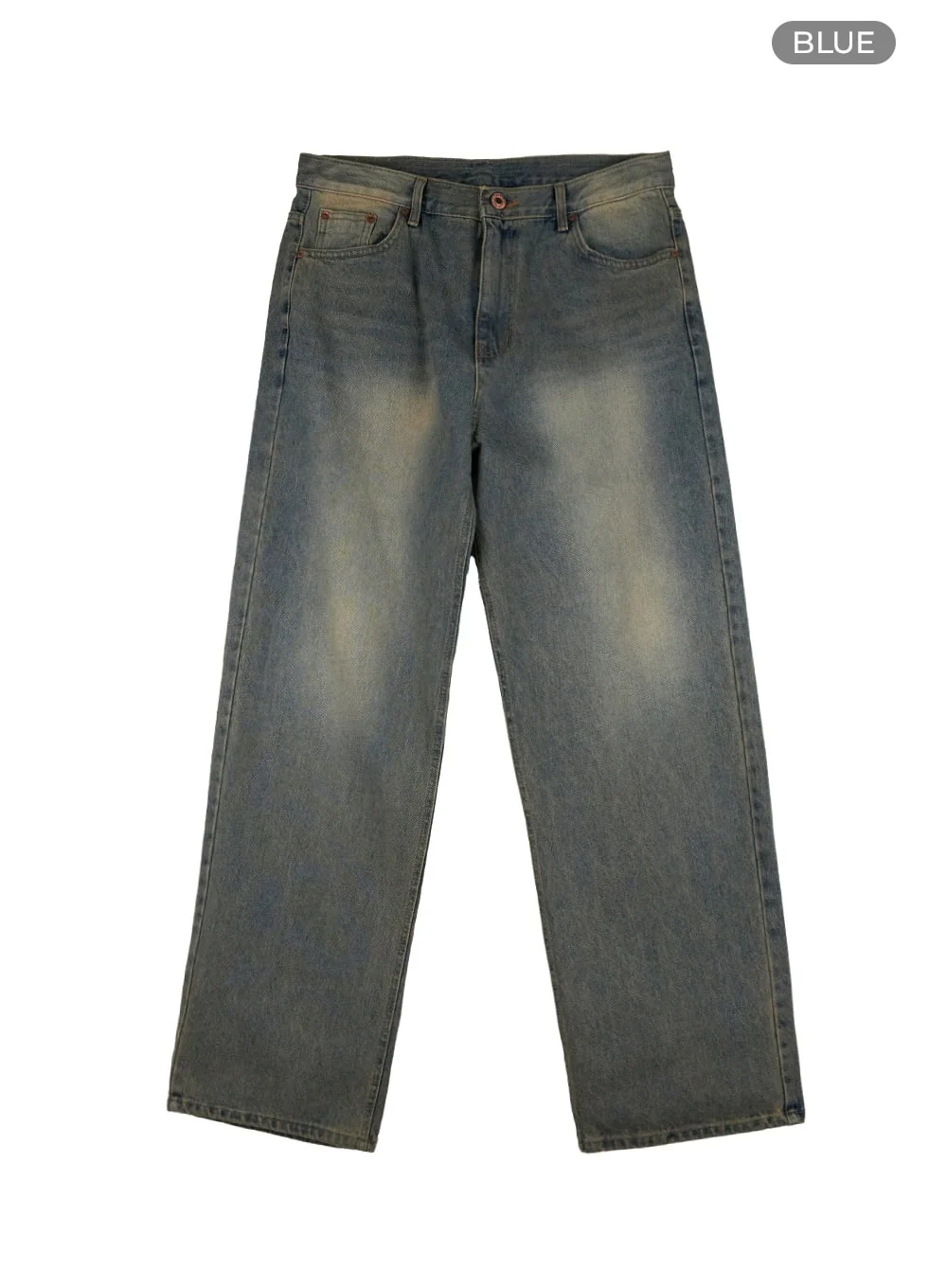 Men's Washed Baggy Denim Jeans IU418 - Image 8
