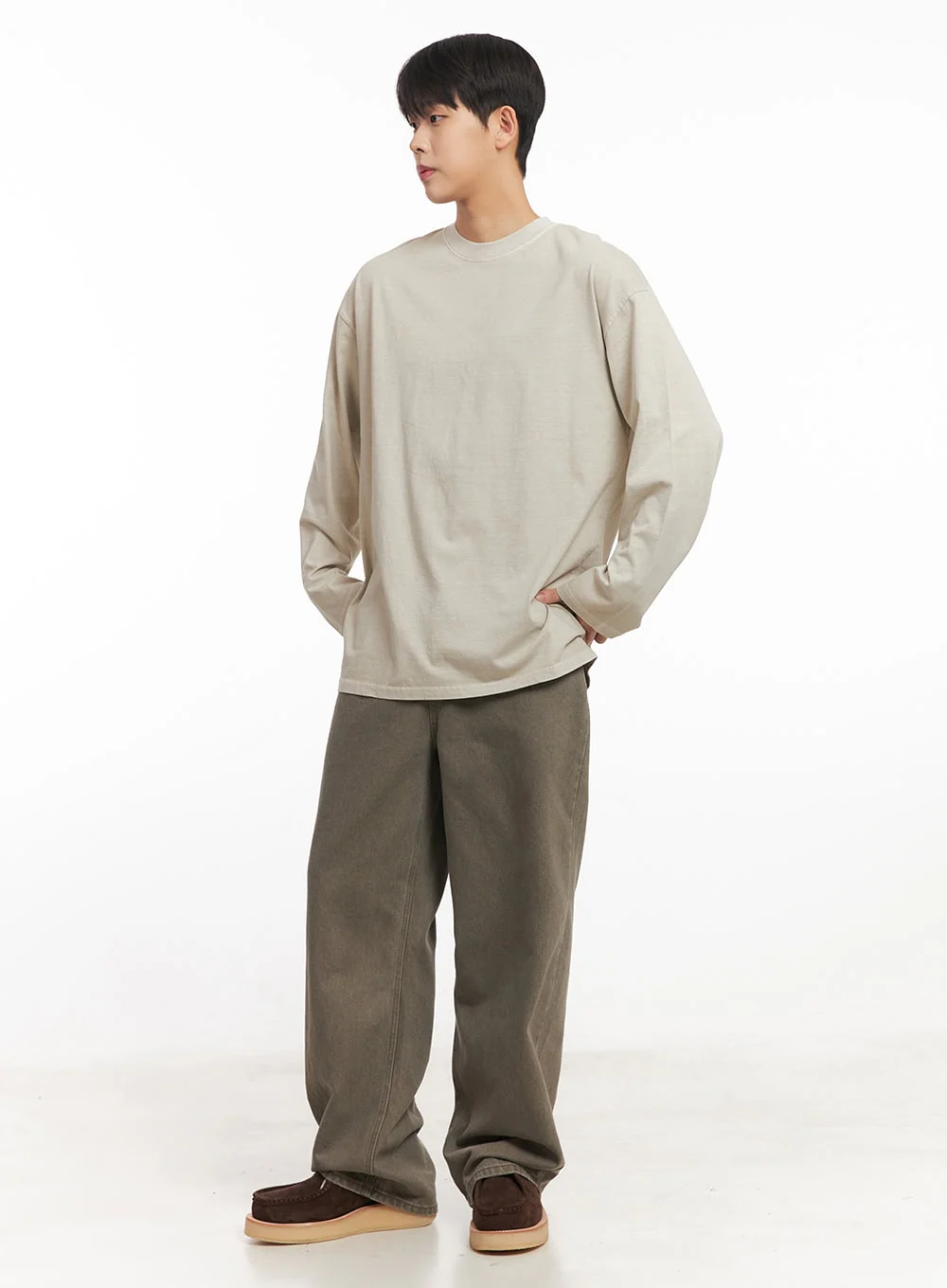 Men's Washed Long-Sleeve T-Shirt IM527 - Image 9