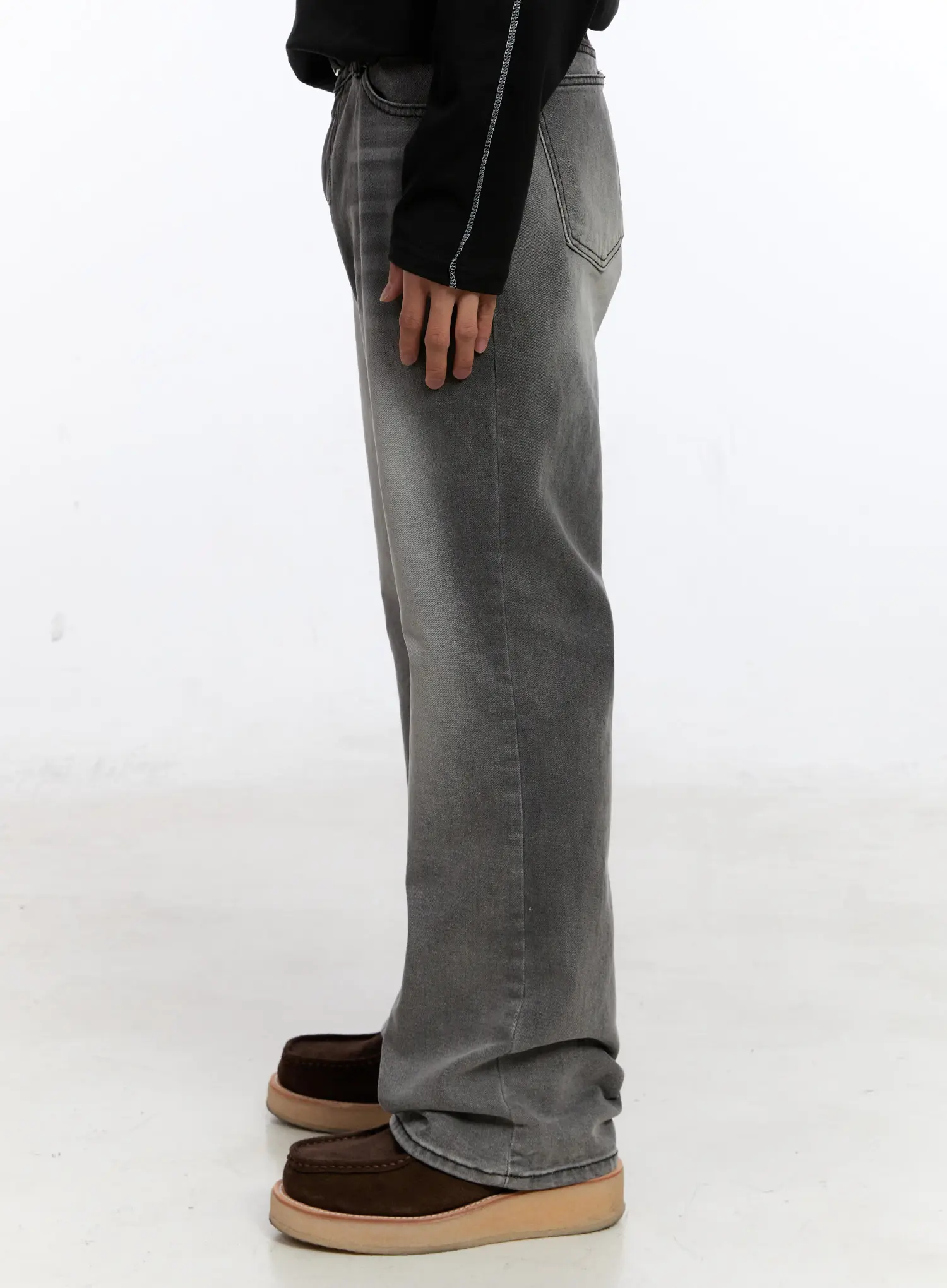 Men's Washed Straight Jeans IN528 - Image 5