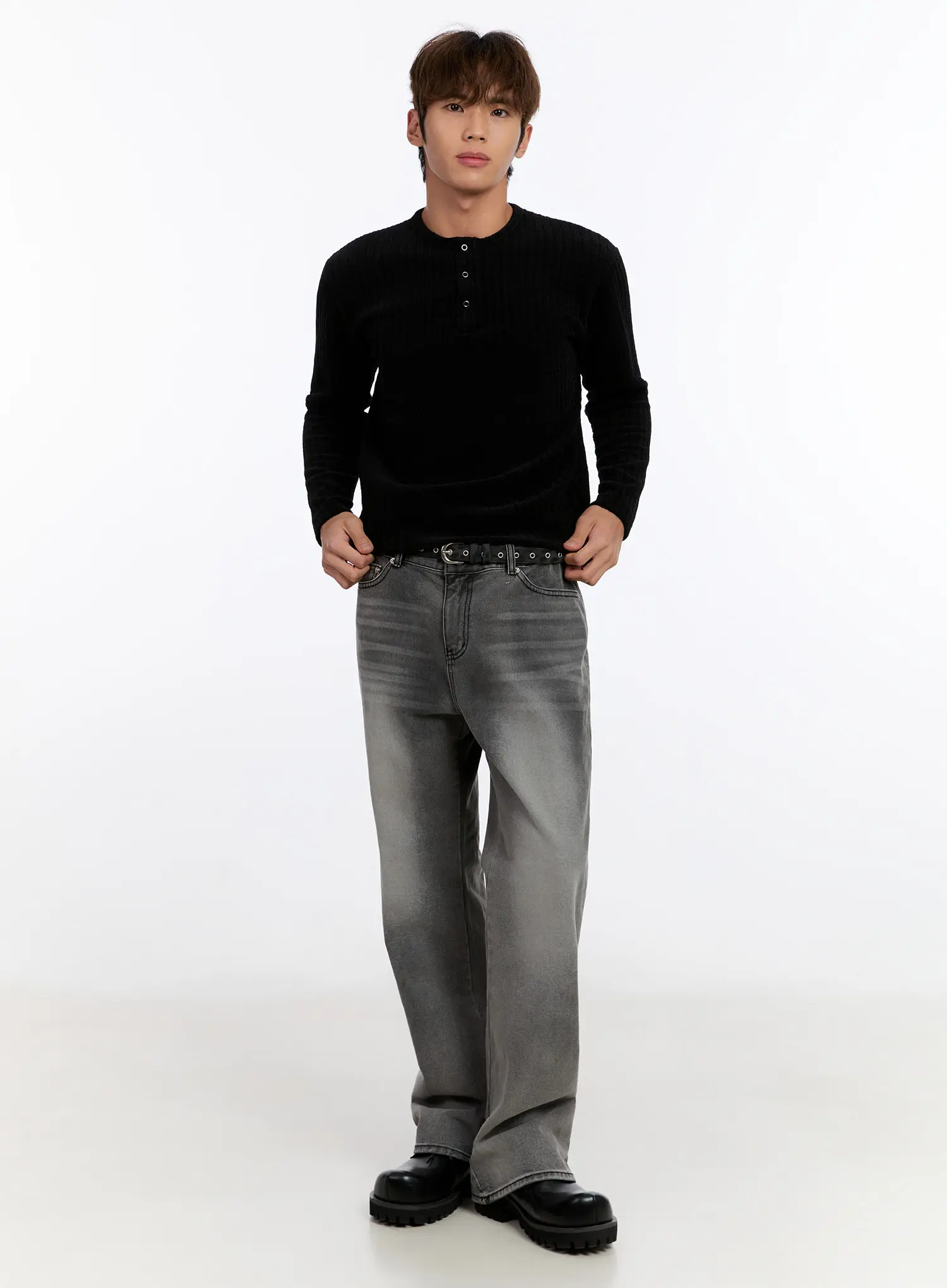 Men's Washed Straight Jeans IN528 - Image 8