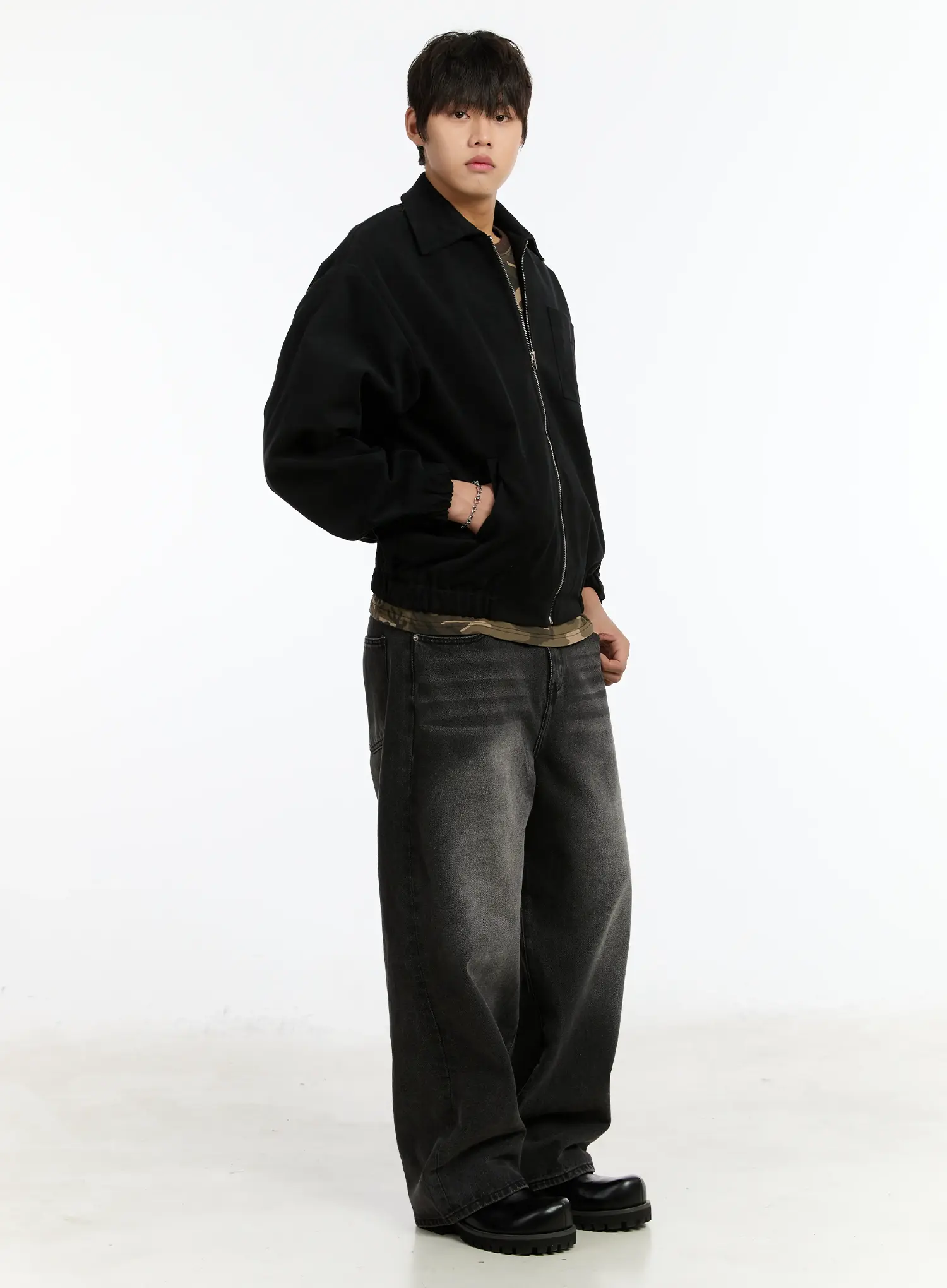 Men's Washed Wde-Leg Jeans IM502 - Image 10