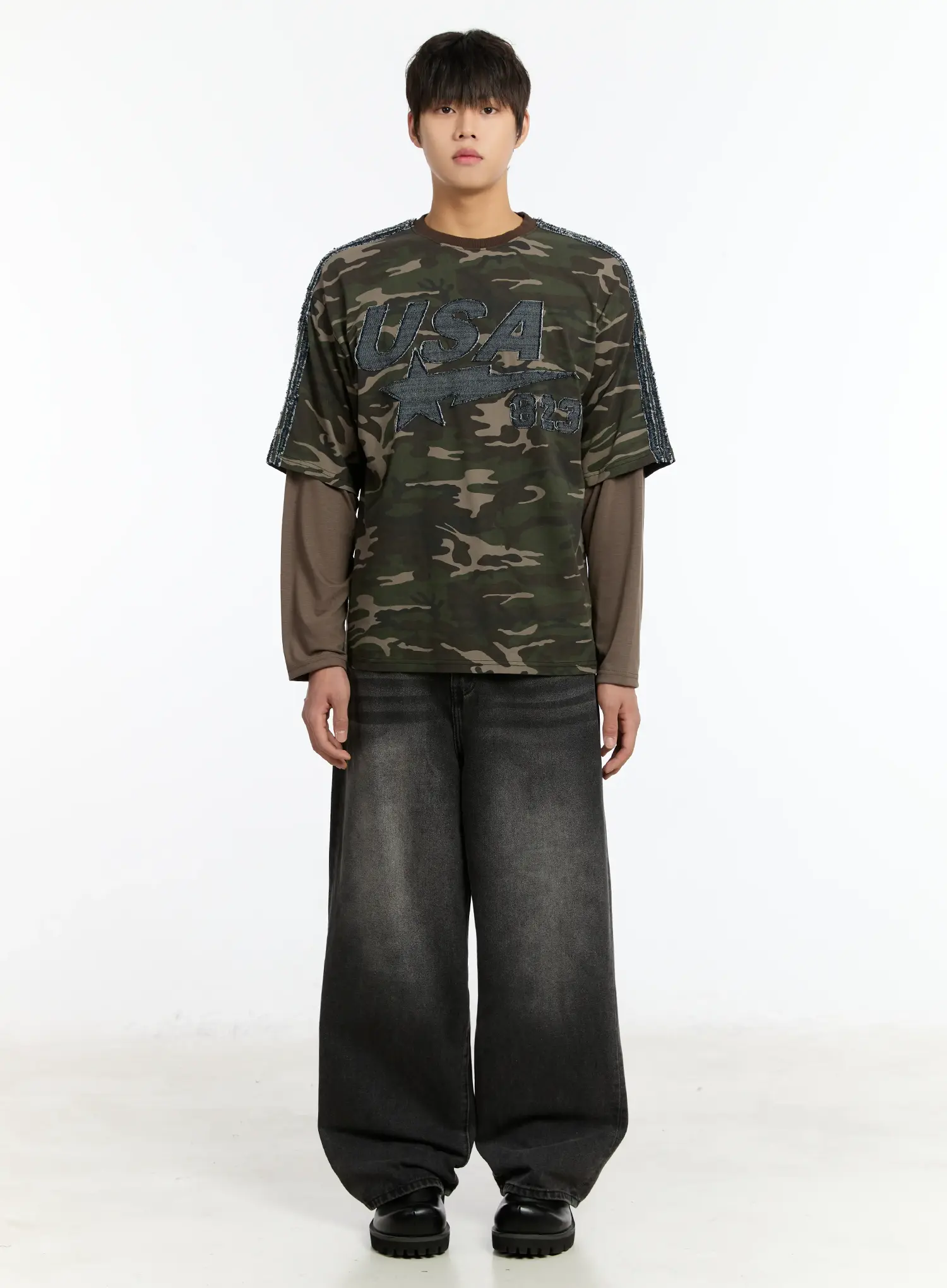 Men's Washed Wde-Leg Jeans IM502 - Image 3