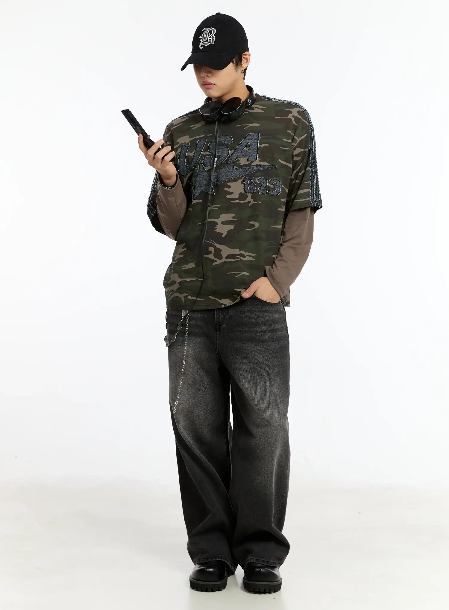 Men's Washed Wde-Leg Jeans IM502 - Image 9