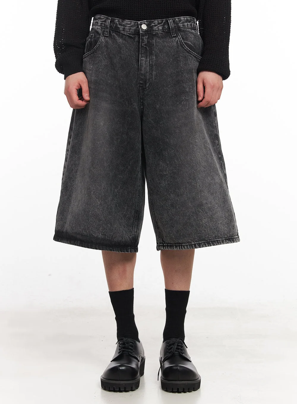 Men's Washed Wide-Fit Jorts IY505 - Image 2