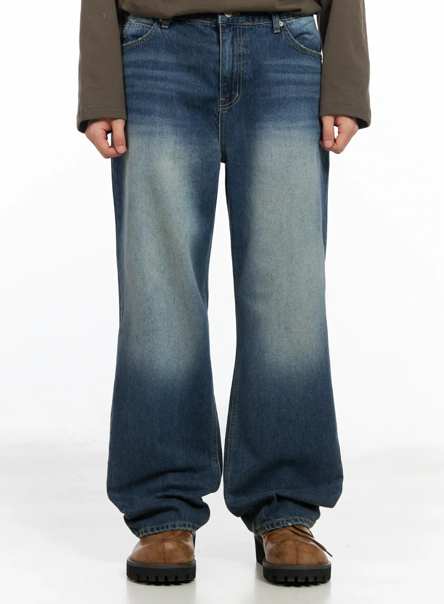 Men's Washed Wide-Leg Jeans IM511