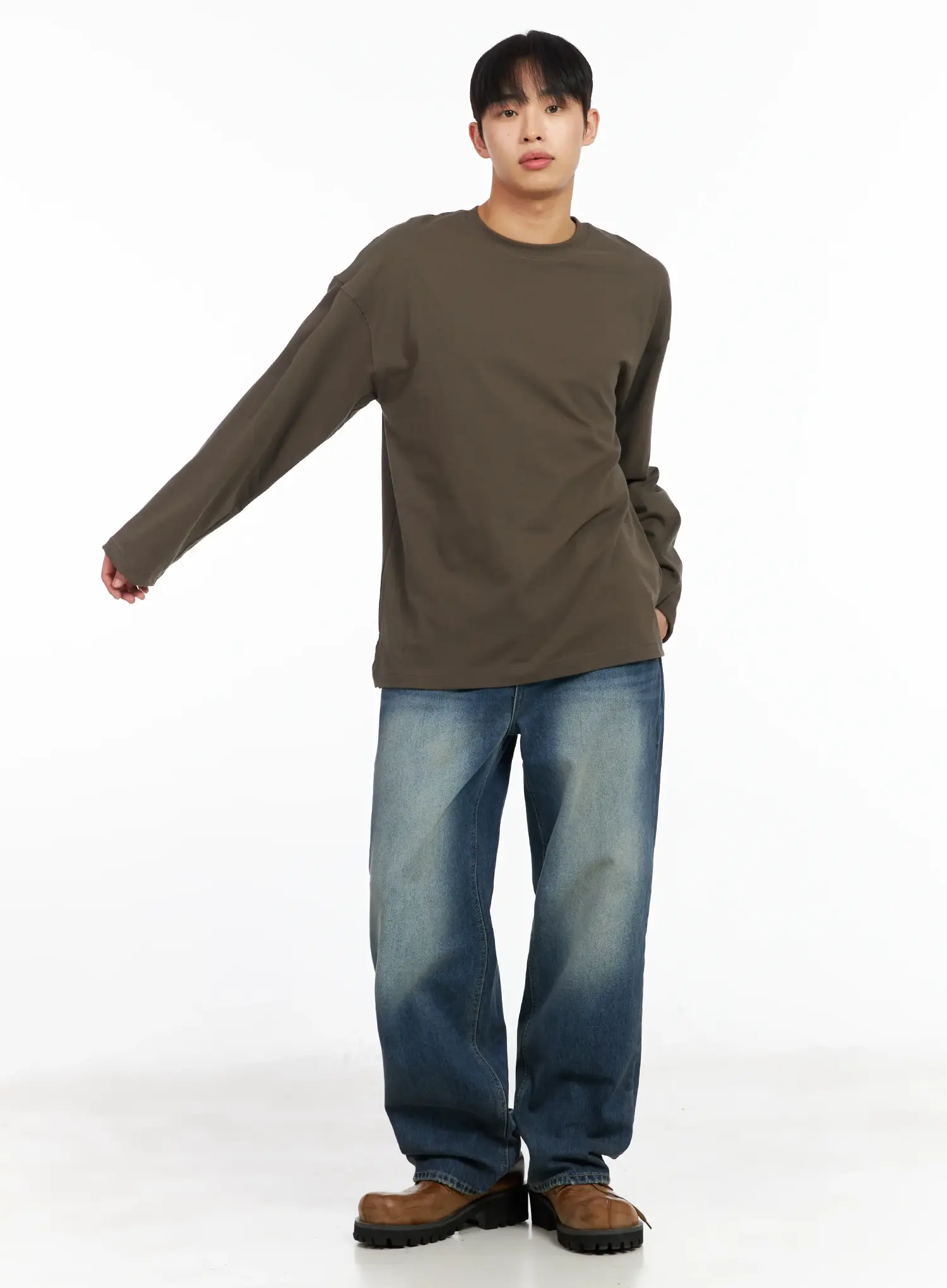Men's Washed Wide-Leg Jeans IM511 - Image 10
