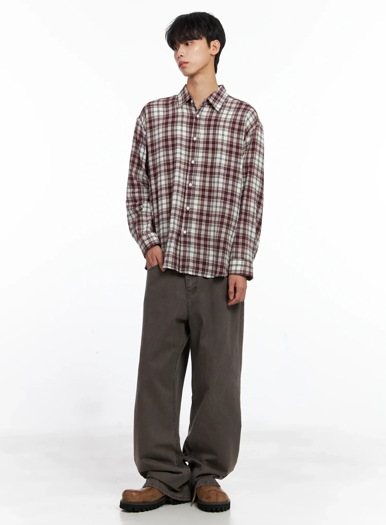 Men's Washed Wide-Leg Pants IS519 - Image 11