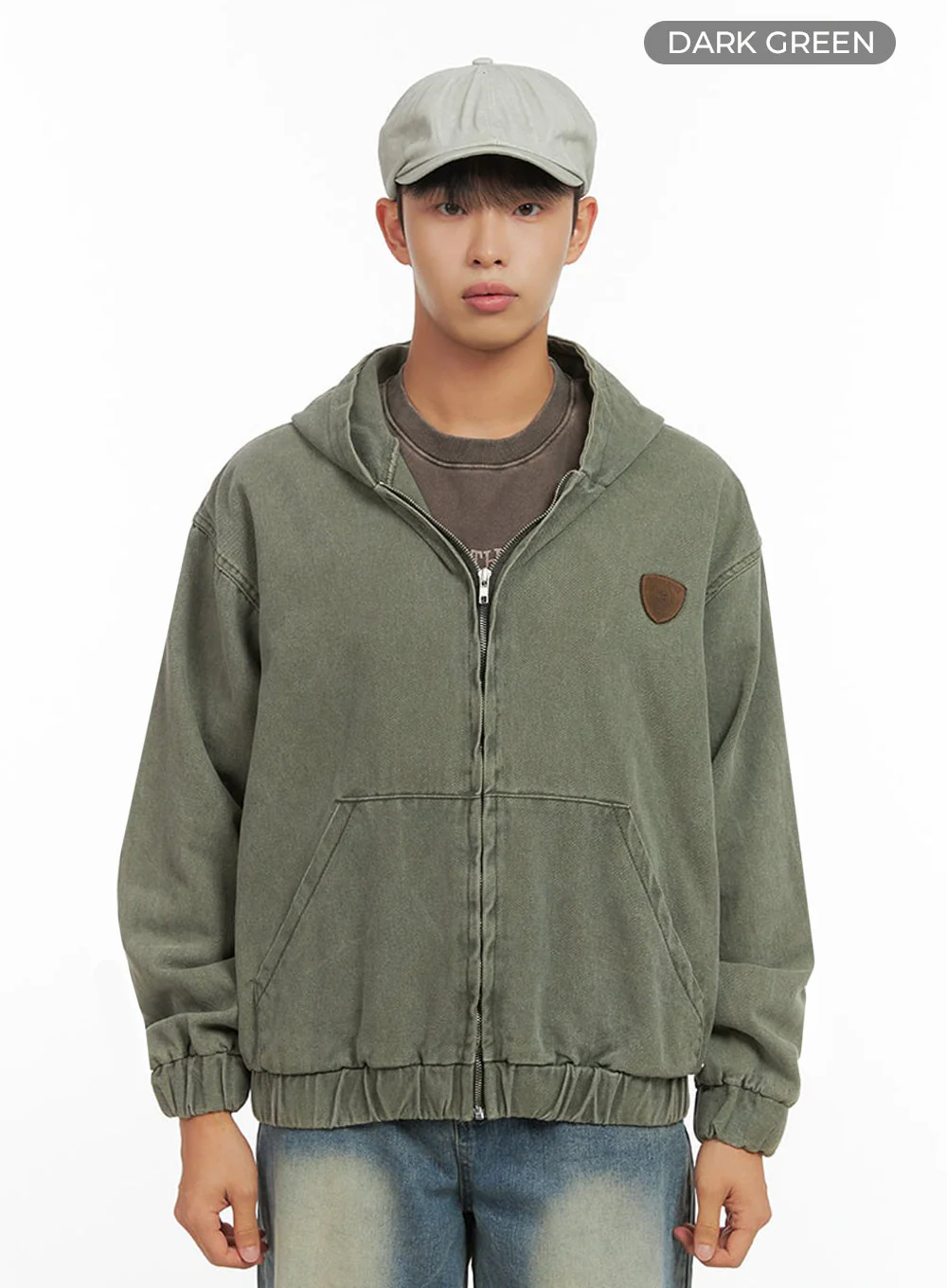 Men's Washed Zip Up Hooded Jacket IO420 - Image 11