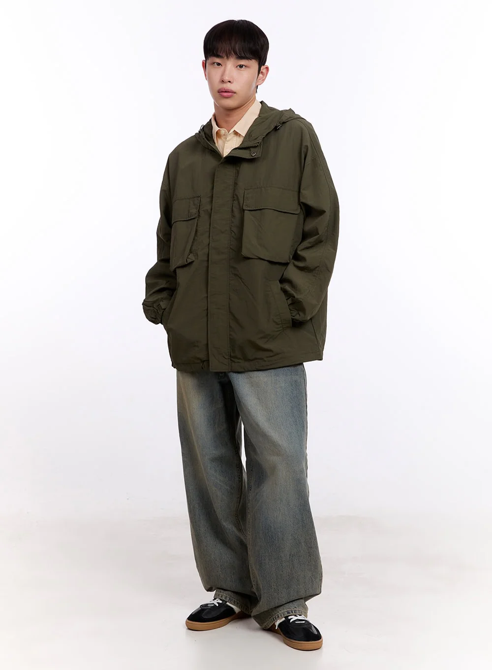 Men's Wide-Fit Washed Baggy Jeans IM512 - Image 10