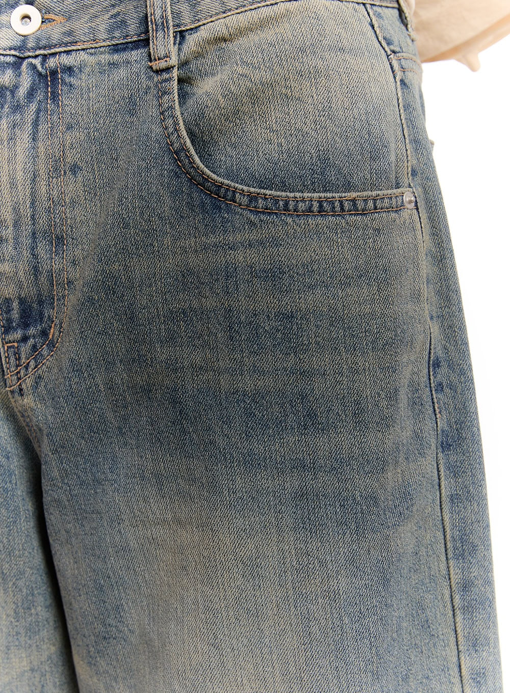 Men's Wide-Fit Washed Baggy Jeans IM512 - Image 4