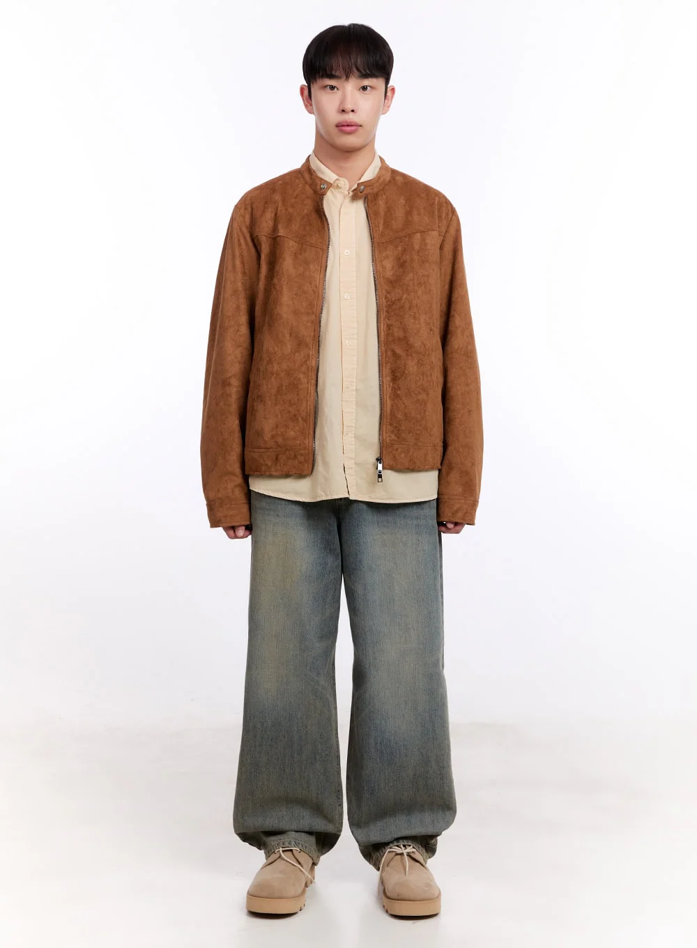 Men's Wide-Fit Washed Baggy Jeans IM512 - Image 8
