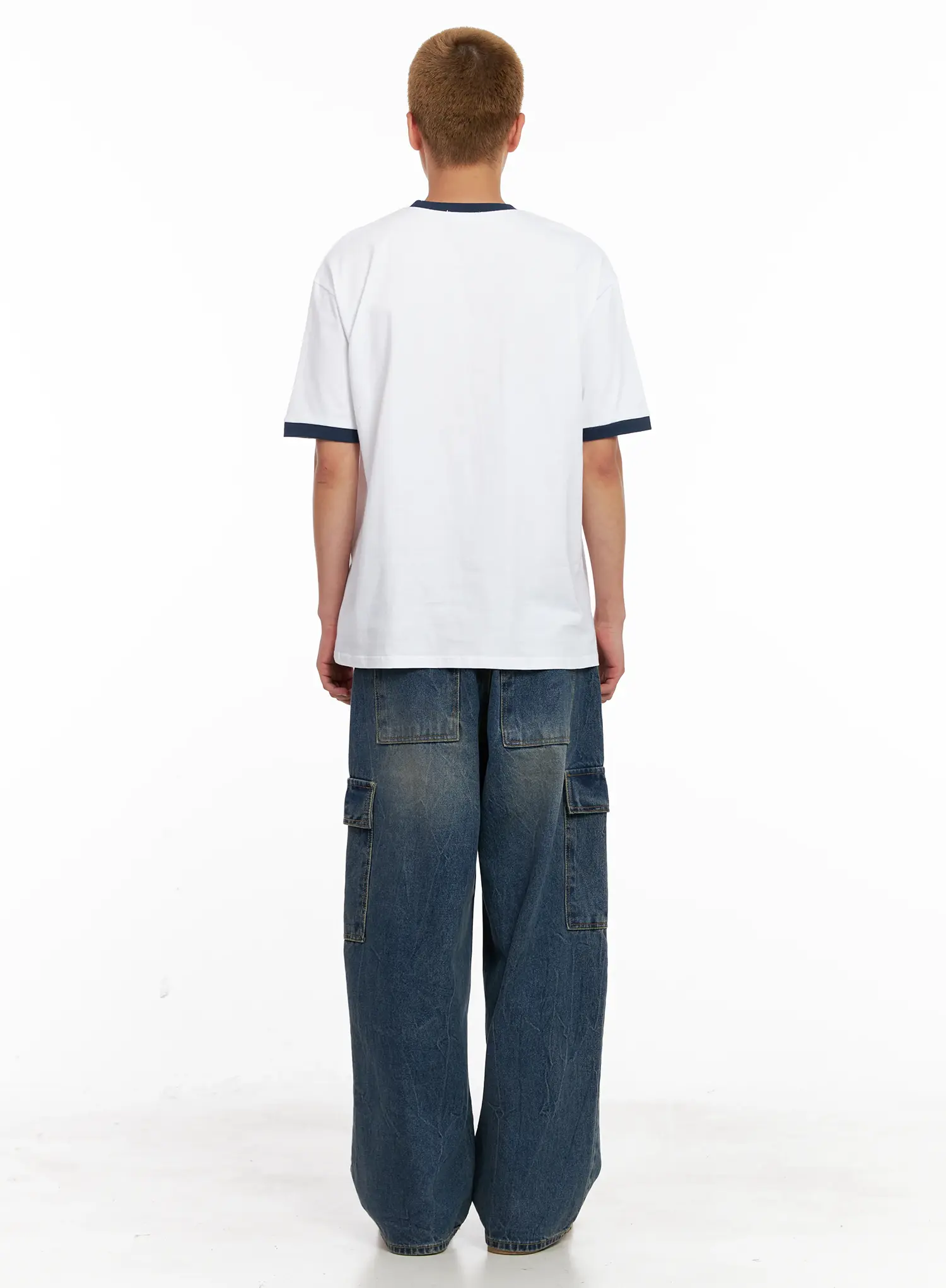 Men's Wide-Leg Cargo Denim Jeans IL518 - Image 10