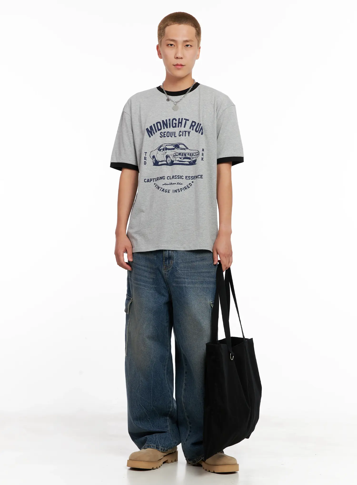 Men's Wide-Leg Cargo Denim Jeans IL518 - Image 13