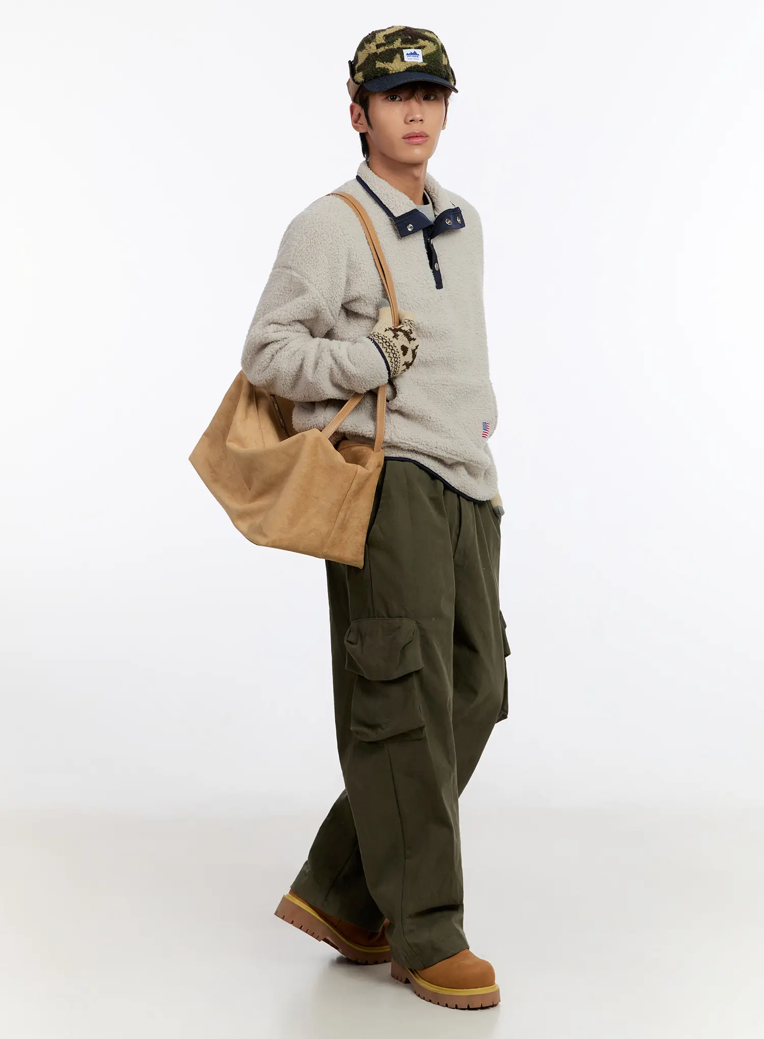 Men's Wide Leg Cargo Pants IN524 - Image 9