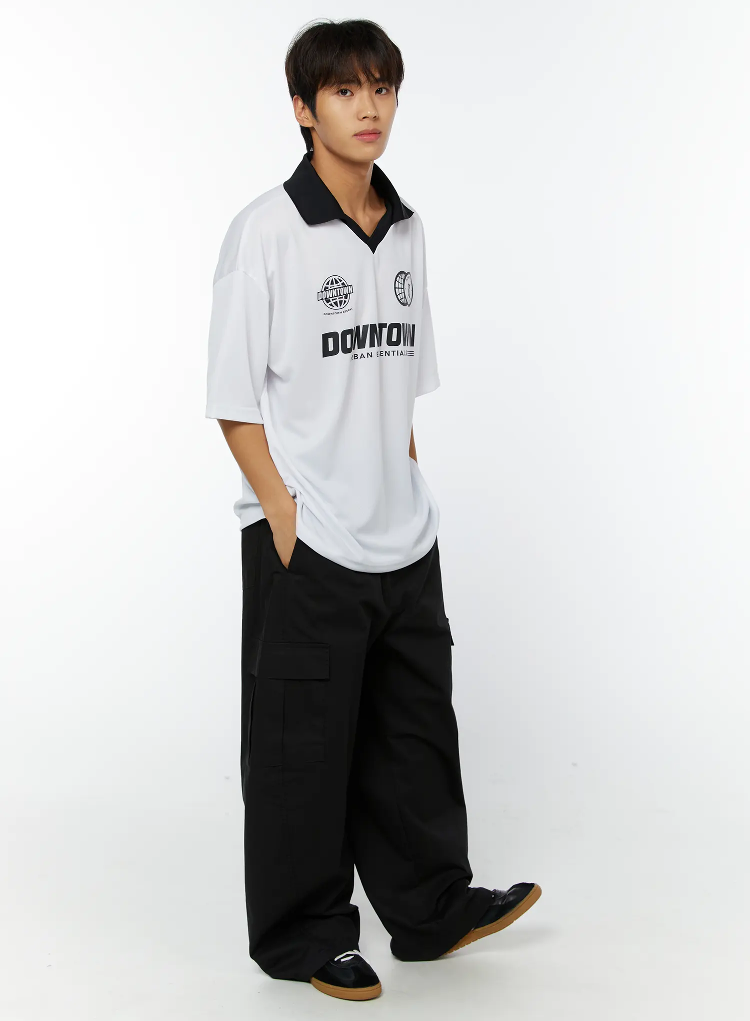 Men's Wide Leg Cargo Pants IY514 - Image 2
