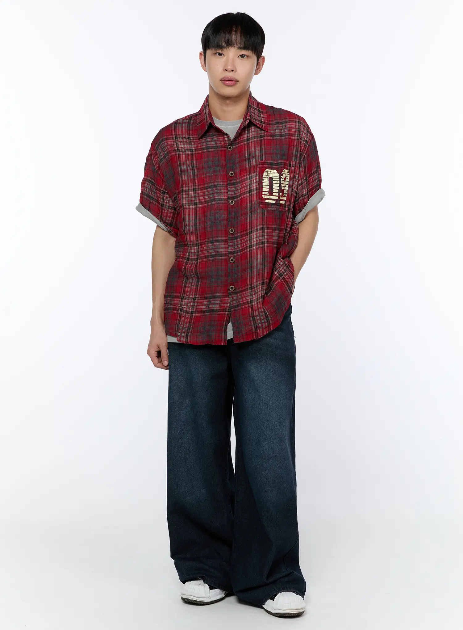 Men's Wide Leg Dark Washed Jeans IA520 - Image 2
