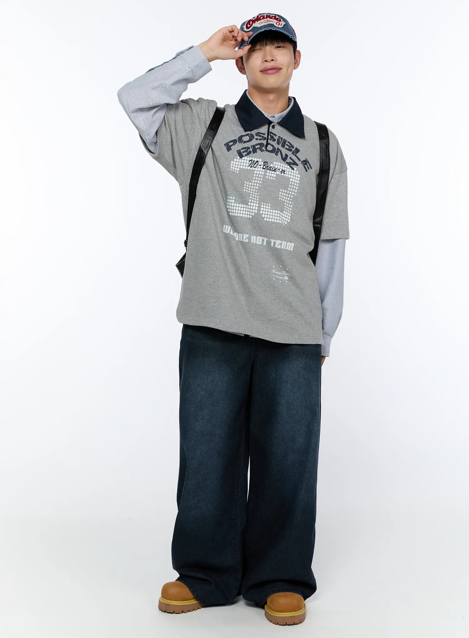 Men's Wide Leg Dark Washed Jeans IA520 - Image 3