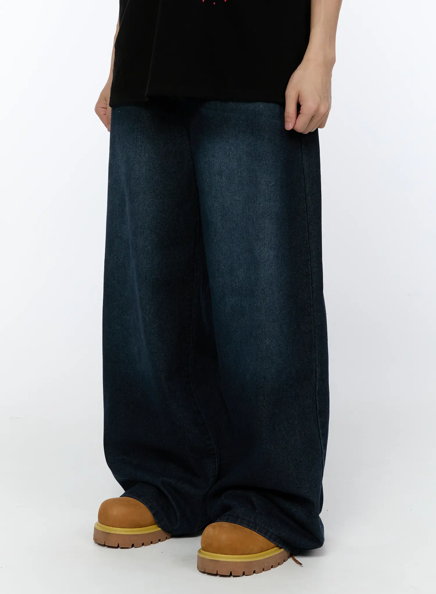 Men's Wide Leg Dark Washed Jeans IA520 - Image 6