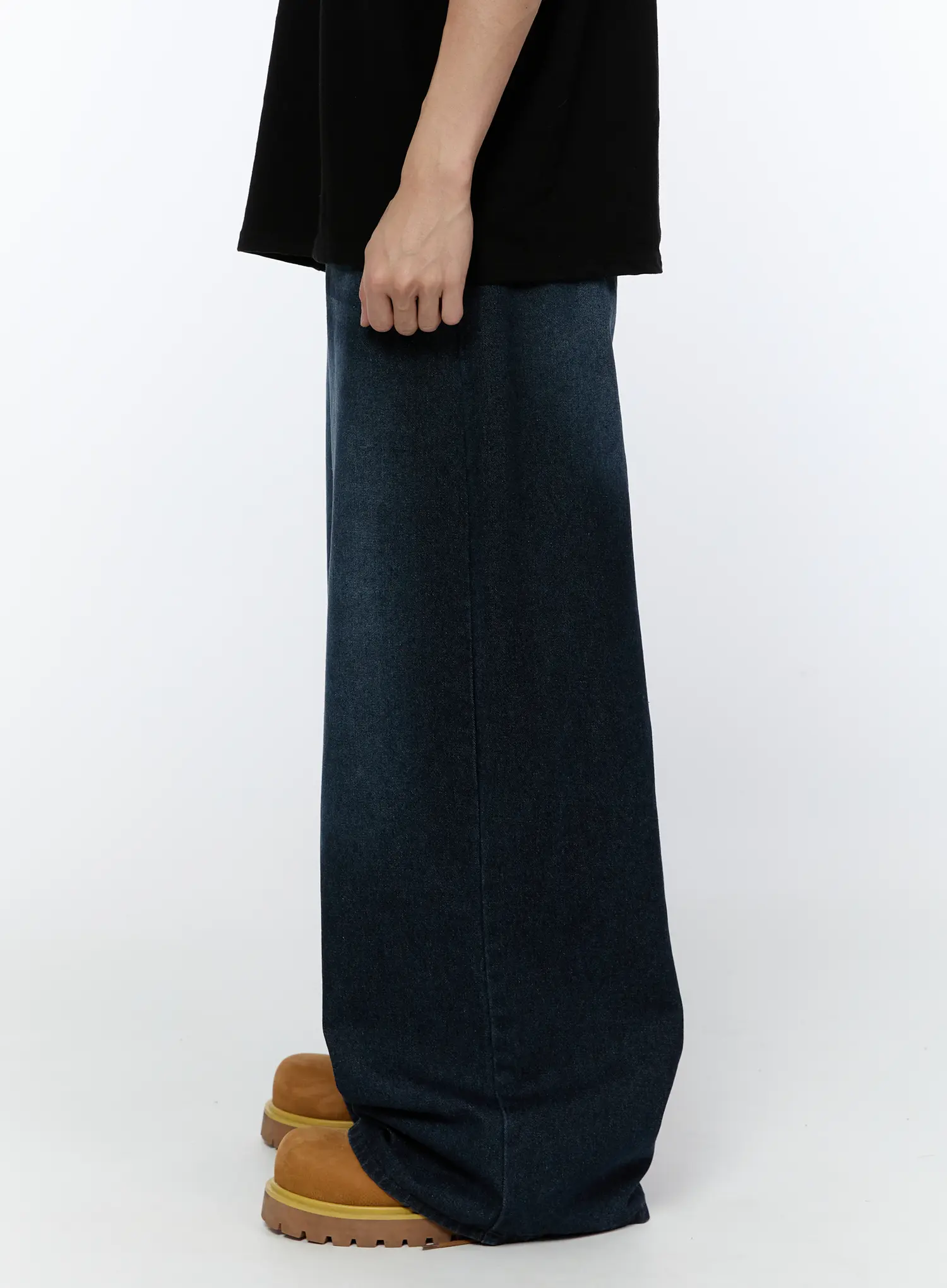 Men's Wide Leg Dark Washed Jeans IA520 - Image 7