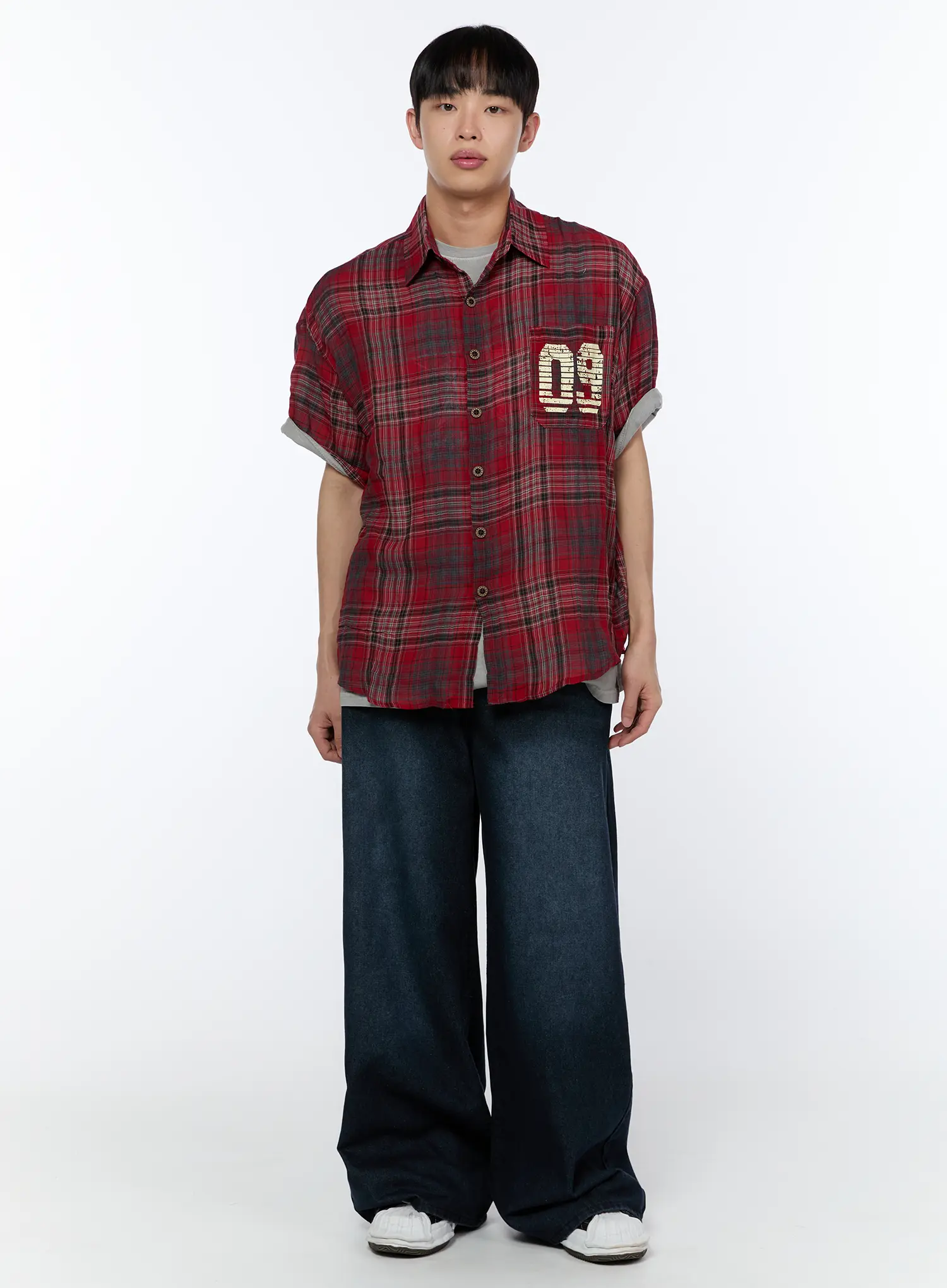 Men's Wide Leg Dark Washed Jeans IA520 - Image 9