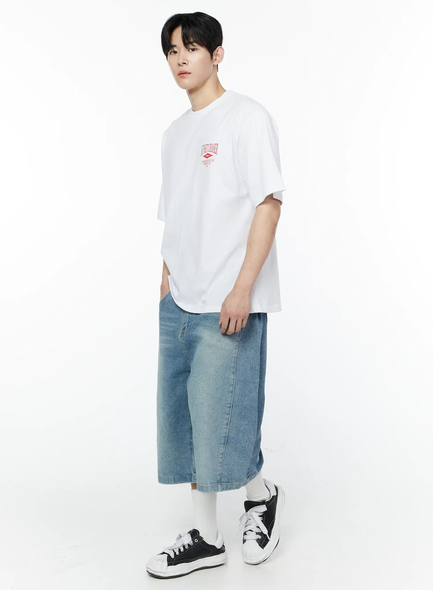 Men's Wide Leg Denim Bermuda Shorts IA527 - Image 11