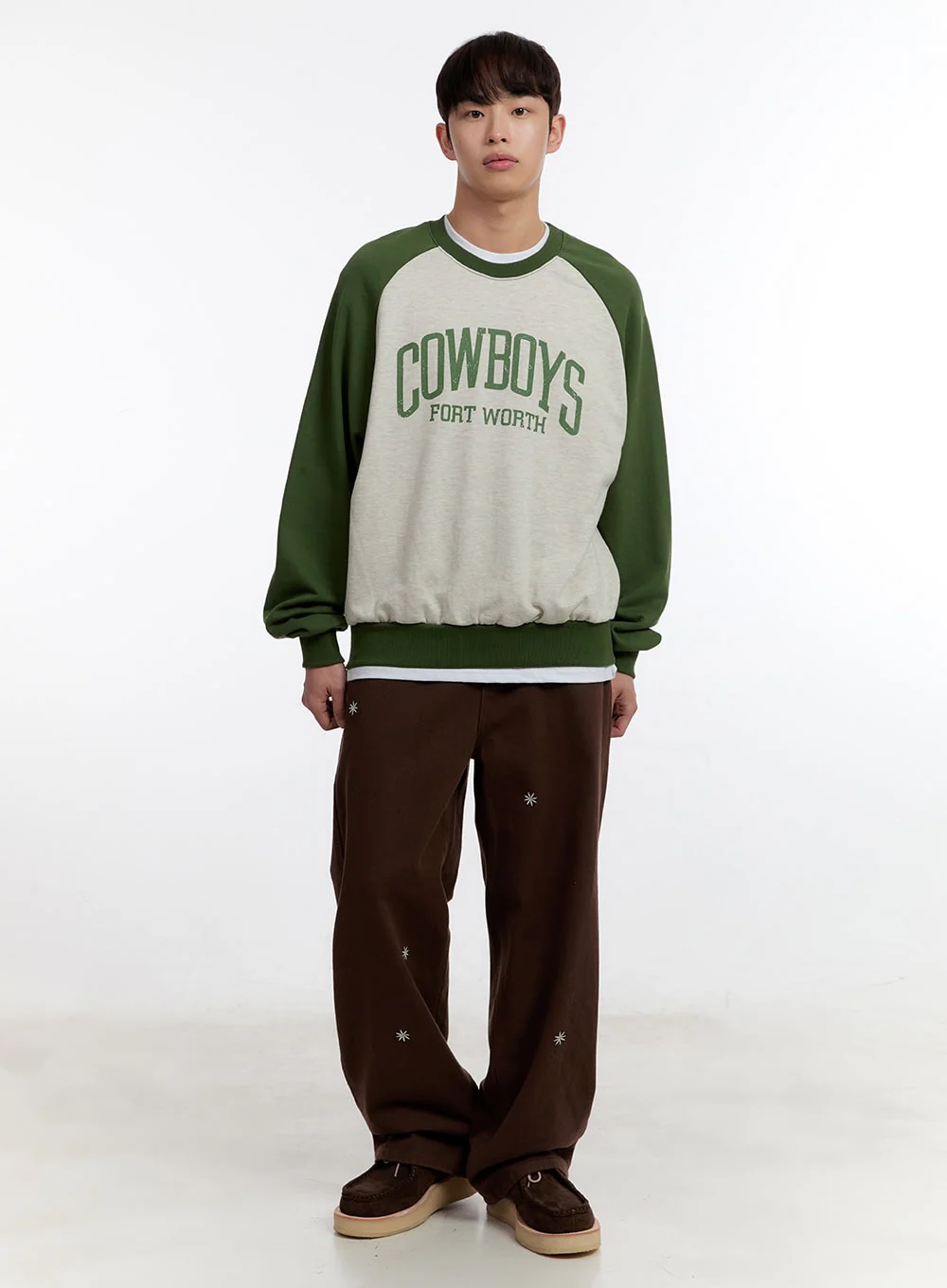 Men's Wide-Leg Pants with Embroidered Flowers IA504