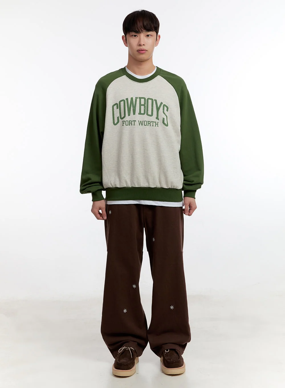 Men's Wide-Leg Pants with Embroidered Flowers IA504 - Image 6