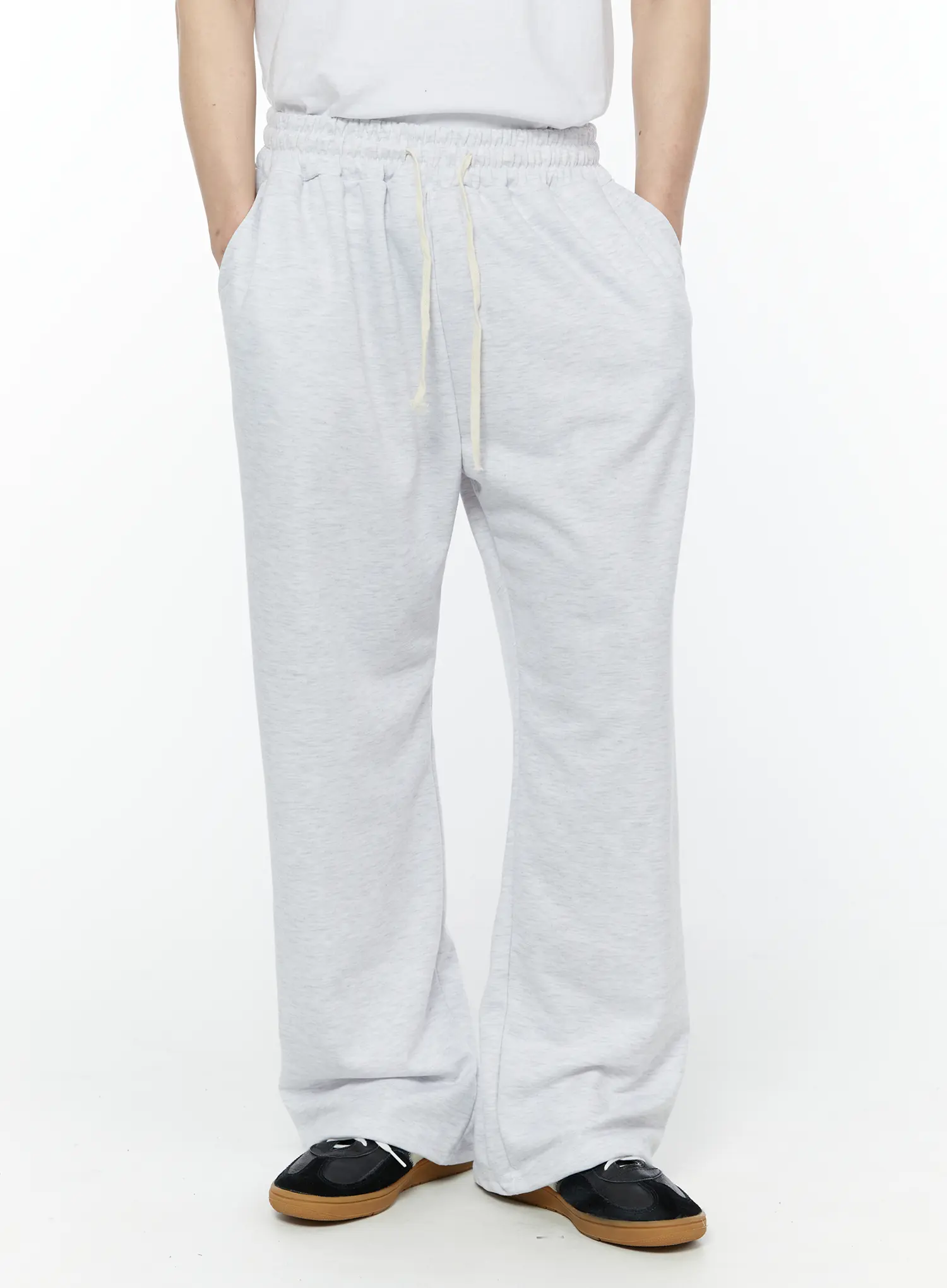 Men's Wide Leg Sweatpants (Light Gray) IY504 - Image 4