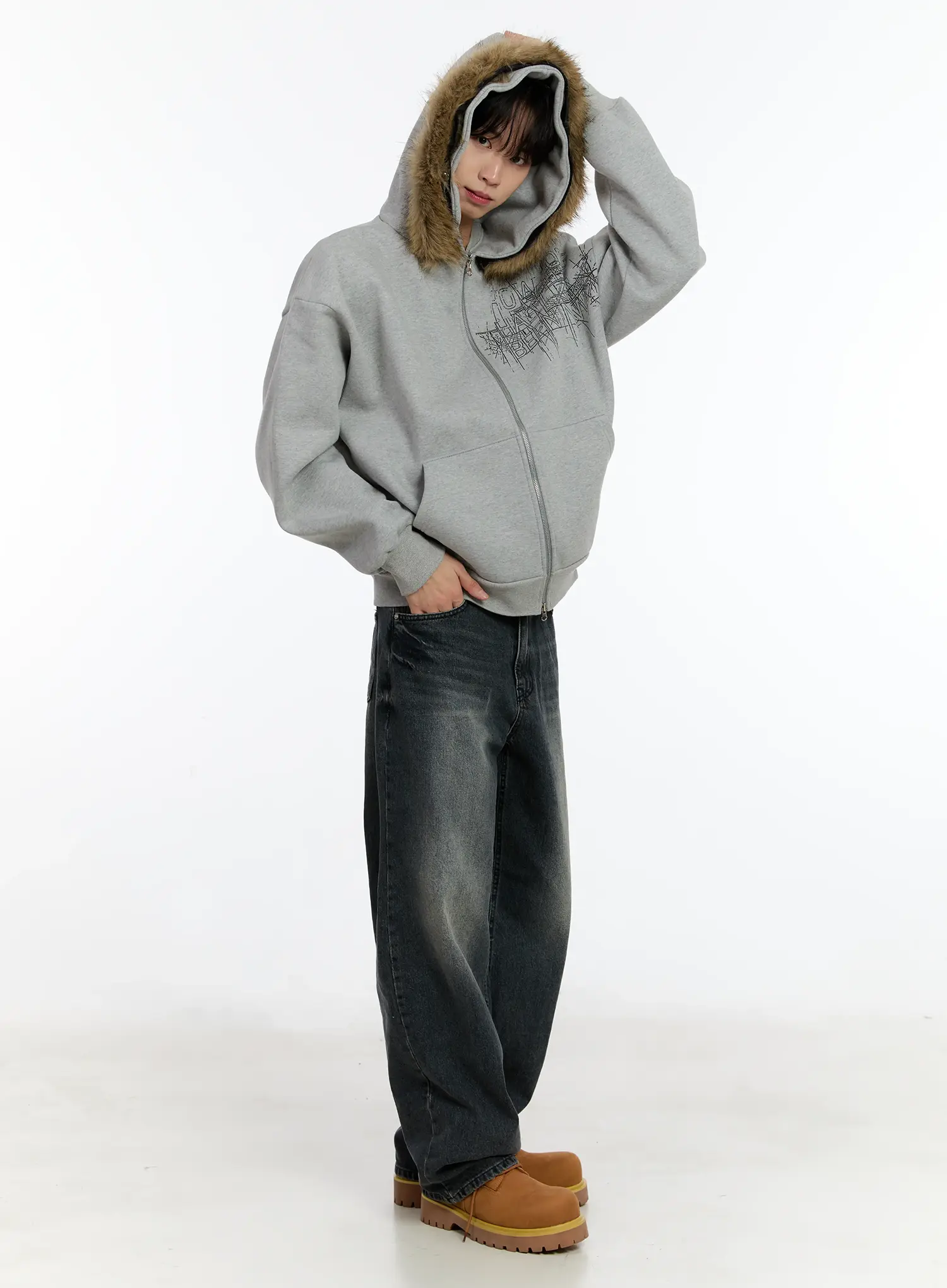 Men's Wide-Leg Washed Jeans ID502 - Image 11