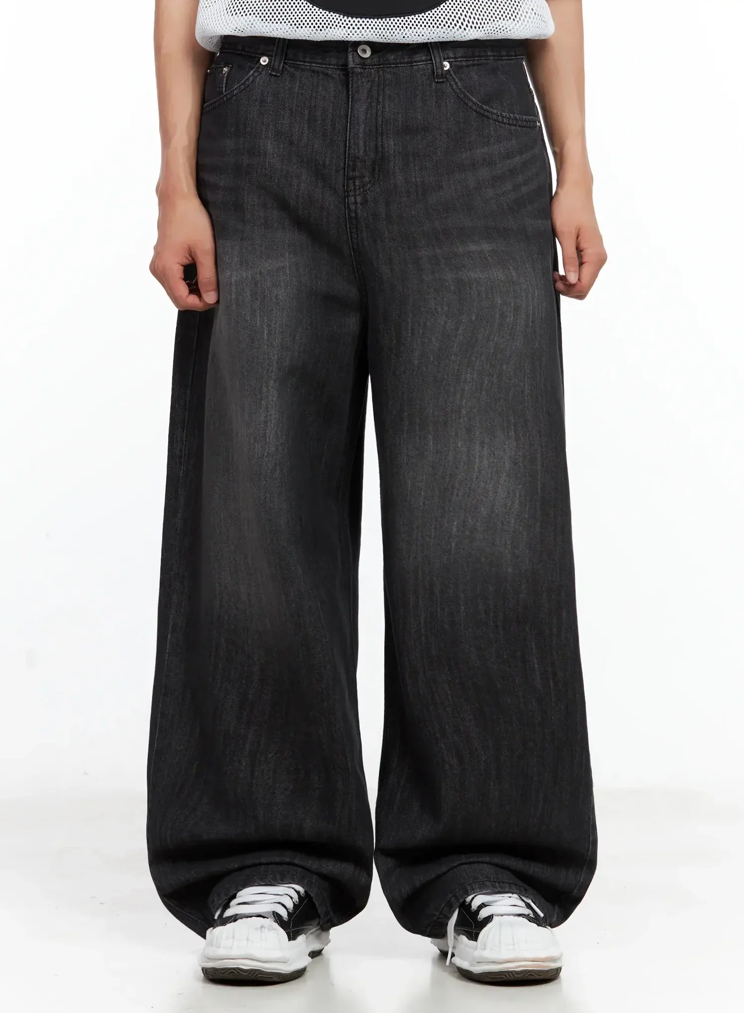 Men's Wide-Leg Washed Jeans IL516 - Image 2